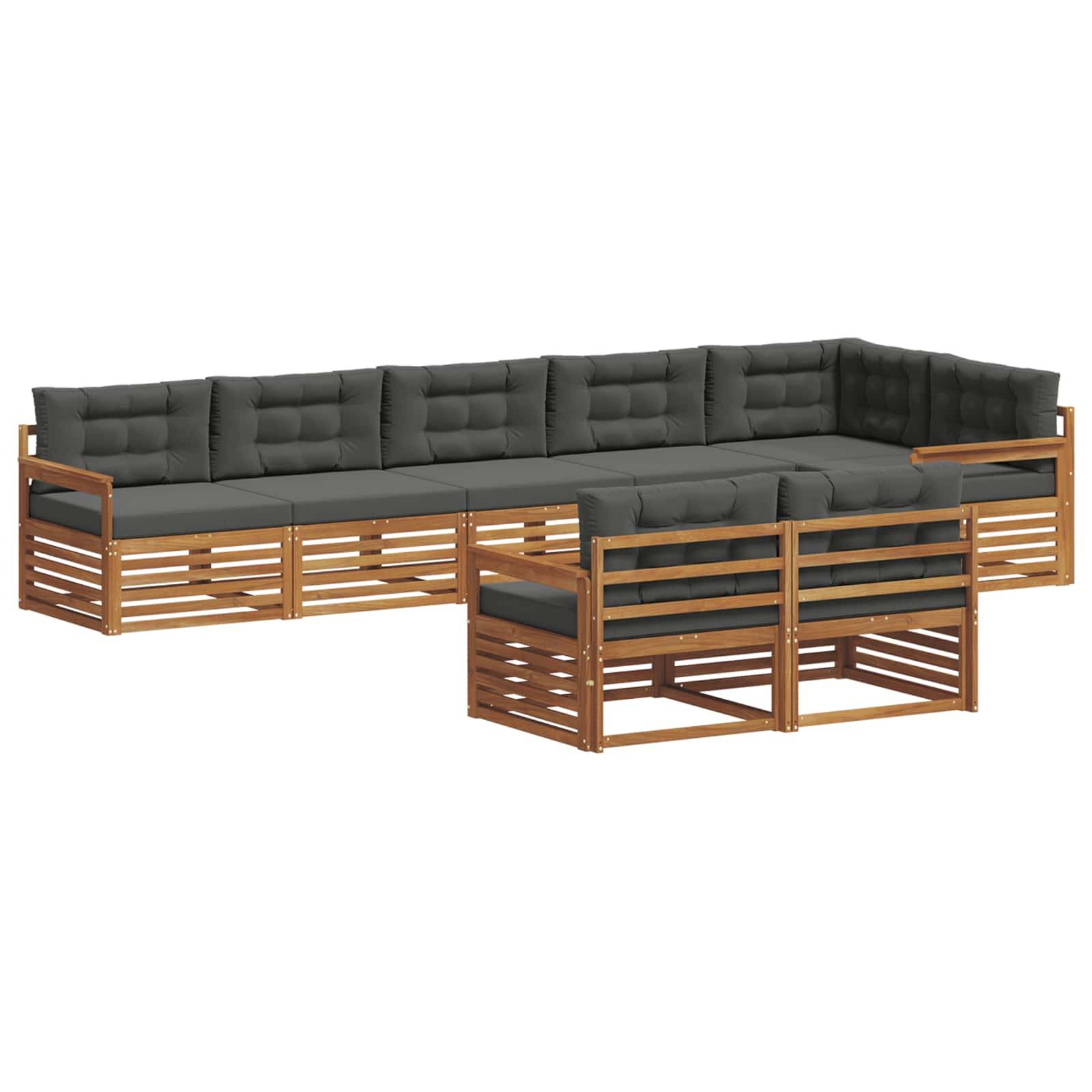 vidaXL Outdoor-Sofagarnitur mit Kissen 8 pcs Natur und Anthrazit