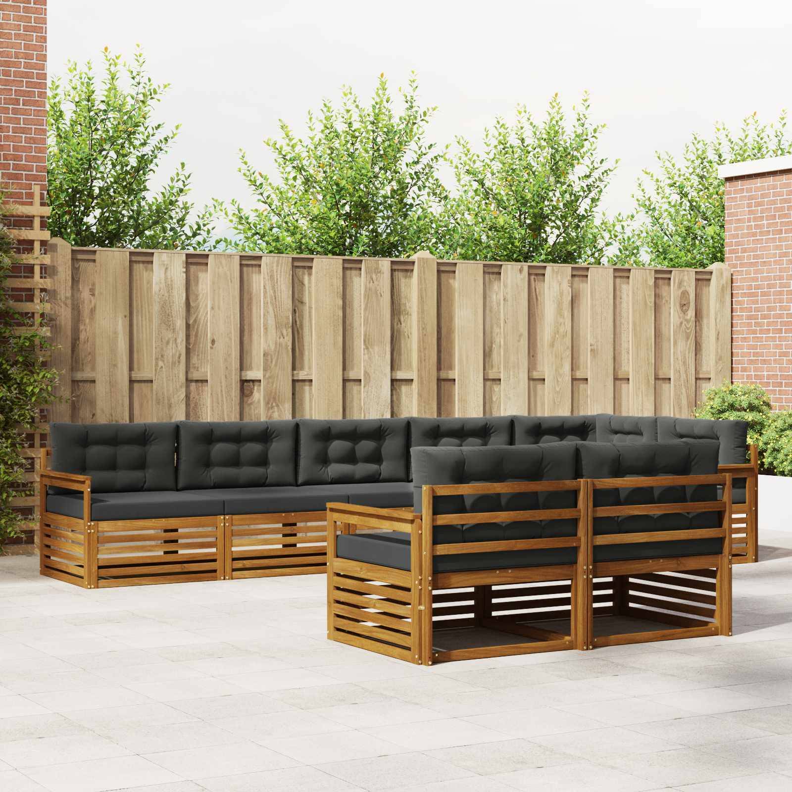 vidaXL Outdoor-Sofagarnitur mit Kissen 8 pcs Natur und Anthrazit