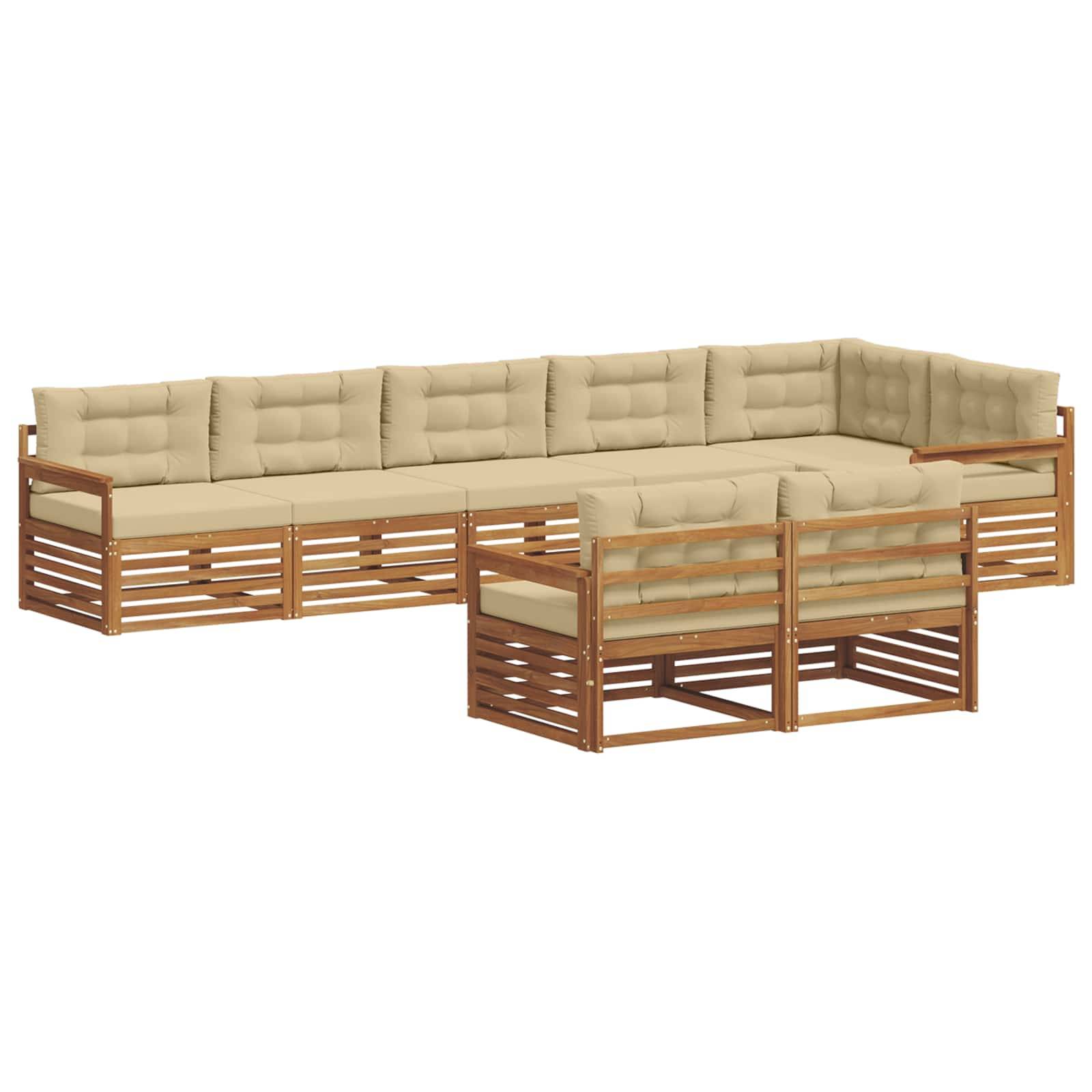 vidaXL Outdoor-Sofagarnitur mit Kissen 8 pcs Natur und Beige