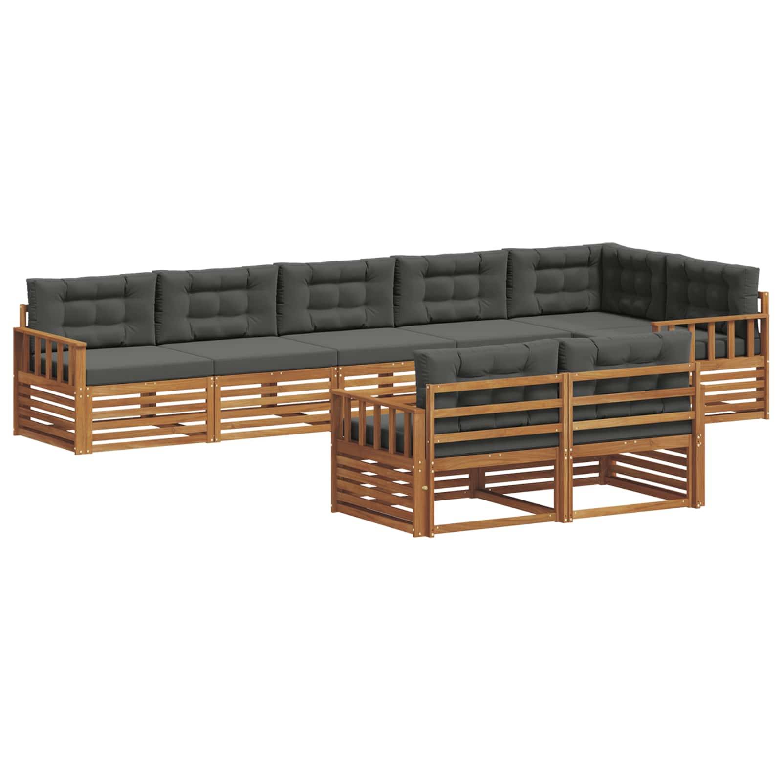 vidaXL Outdoor-Sofagarnitur mit Kissen 8 pcs Natur und Anthrazit