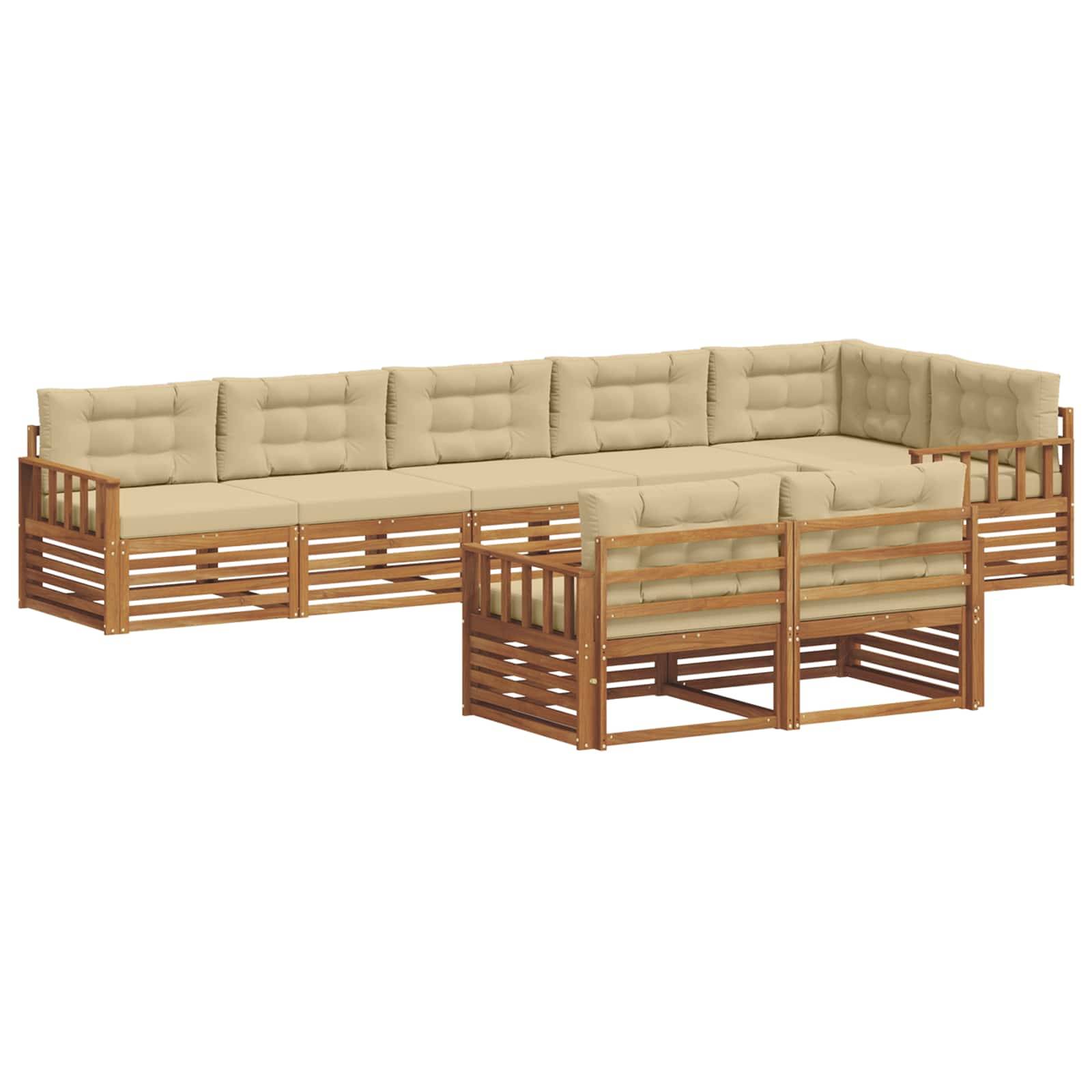 vidaXL Outdoor-Sofagarnitur mit Kissen 8 pcs Natur und Beige