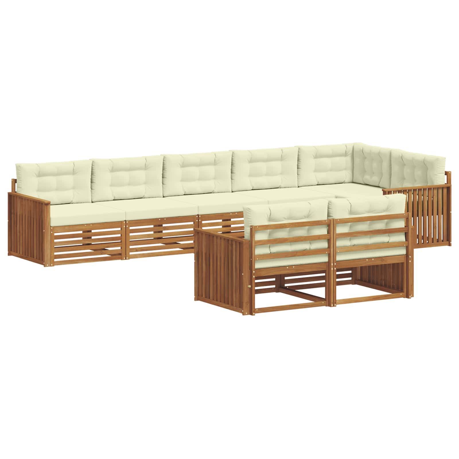 vidaXL Outdoor-Sofagarnitur mit Kissen 8 pcs Natur und Creme