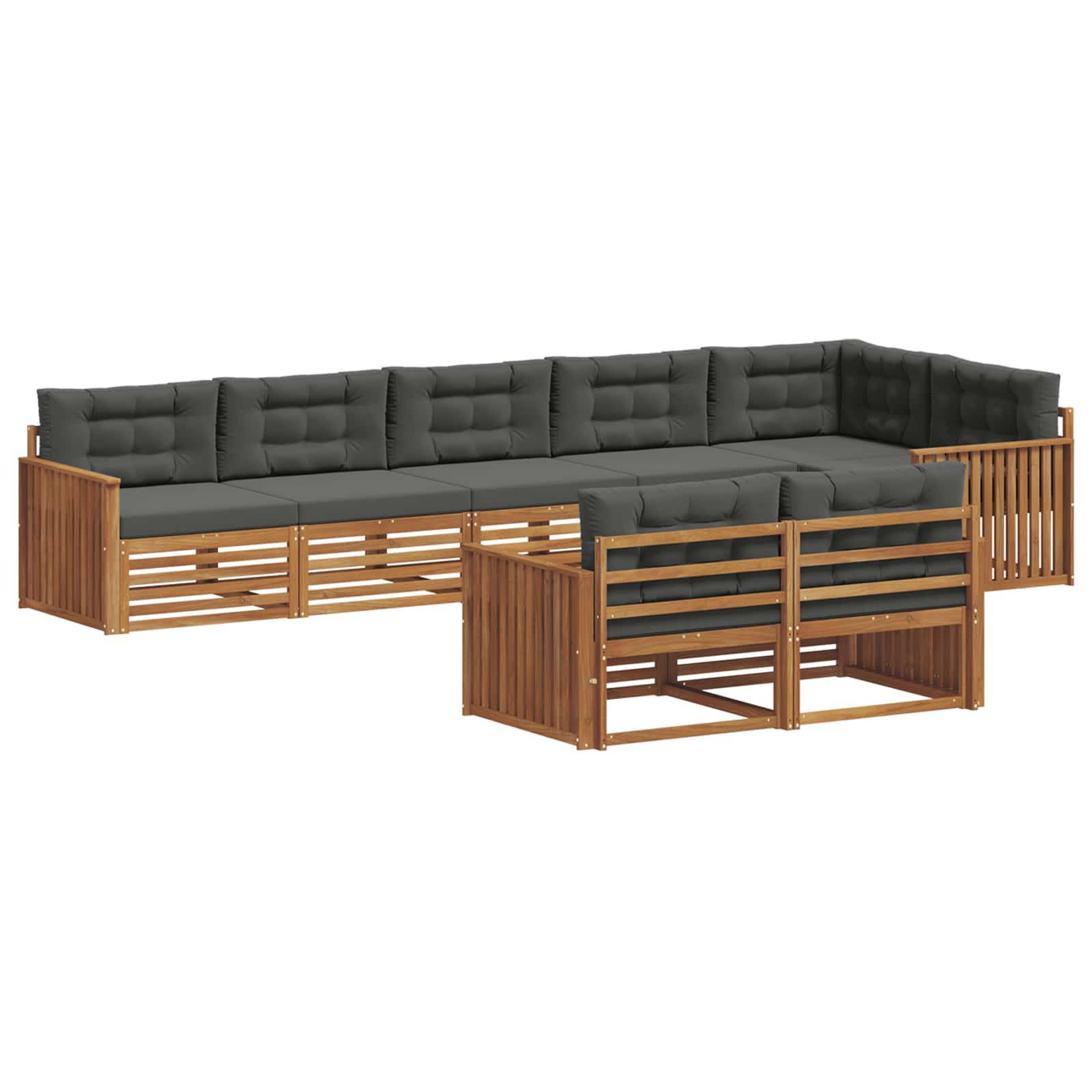 vidaXL Outdoor-Sofagarnitur mit Kissen 8 pcs Natur und Anthrazit