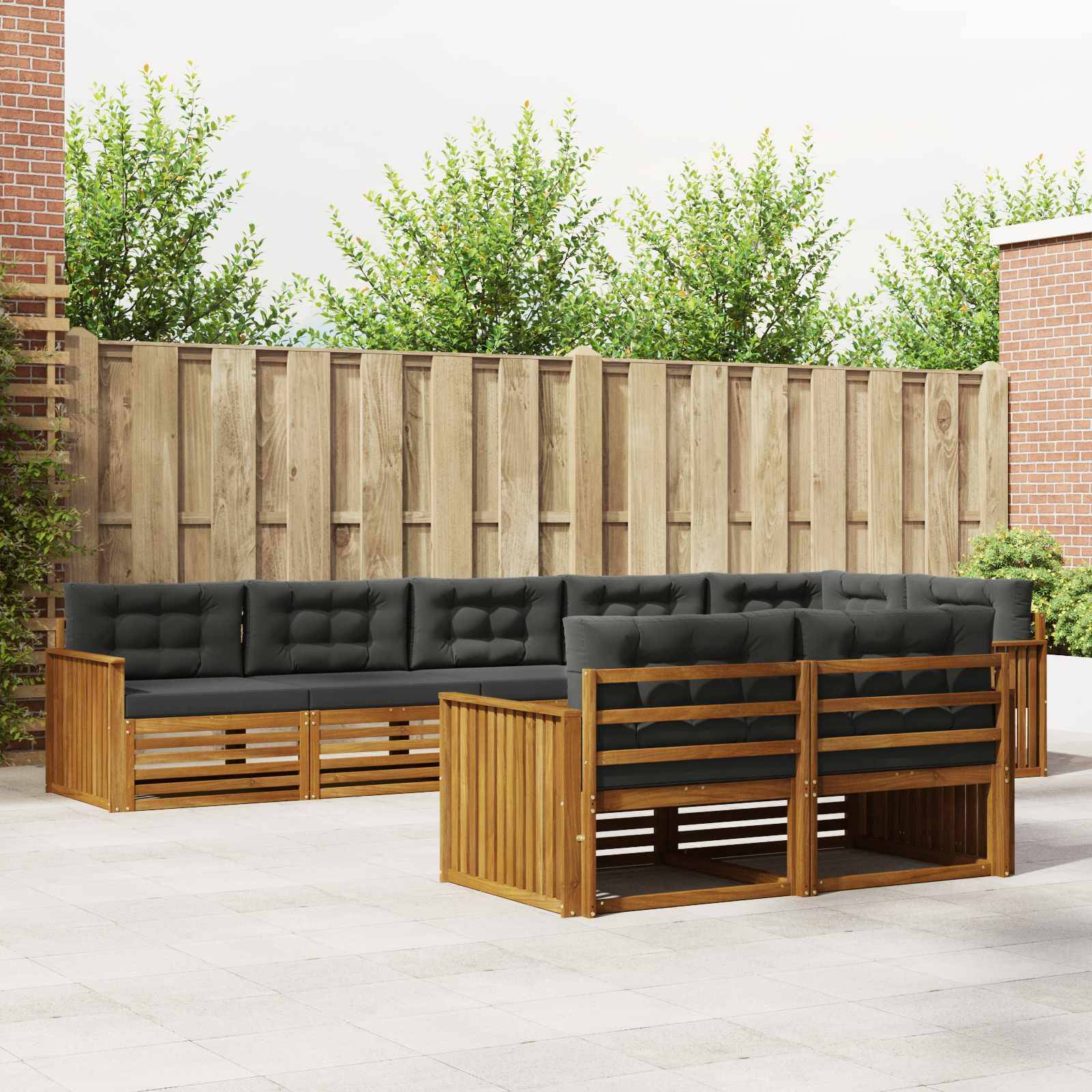 vidaXL Outdoor-Sofagarnitur mit Kissen 8 pcs Natur und Anthrazit
