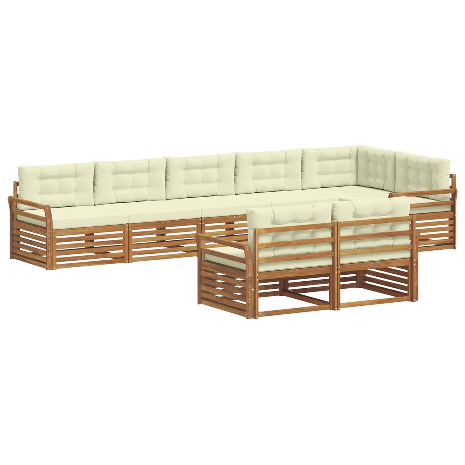 vidaXL Outdoor-Sofagarnitur mit Kissen 8 pcs Natur und Creme