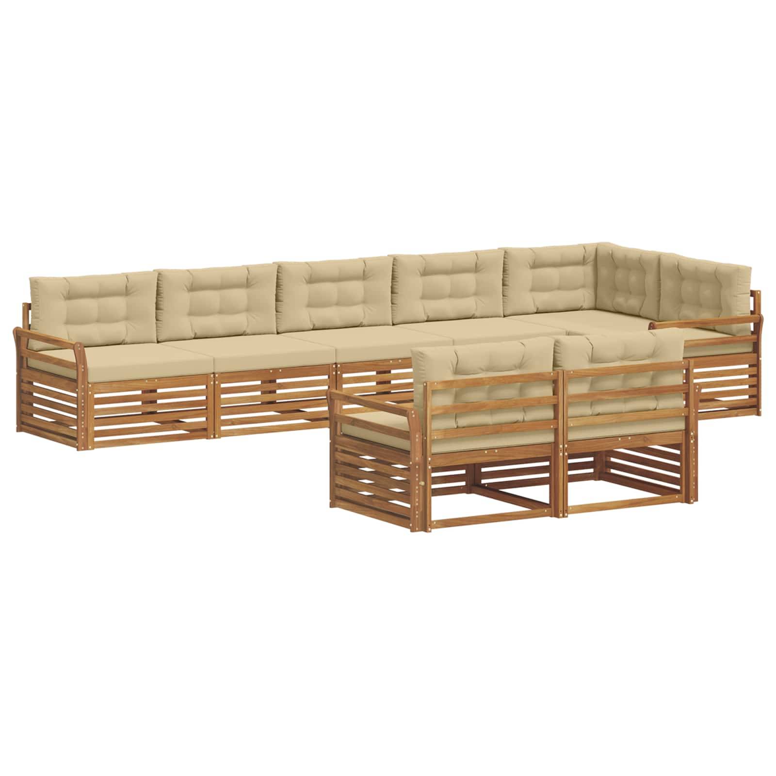 vidaXL Outdoor-Sofagarnitur mit Kissen 8 pcs Natur und Beige