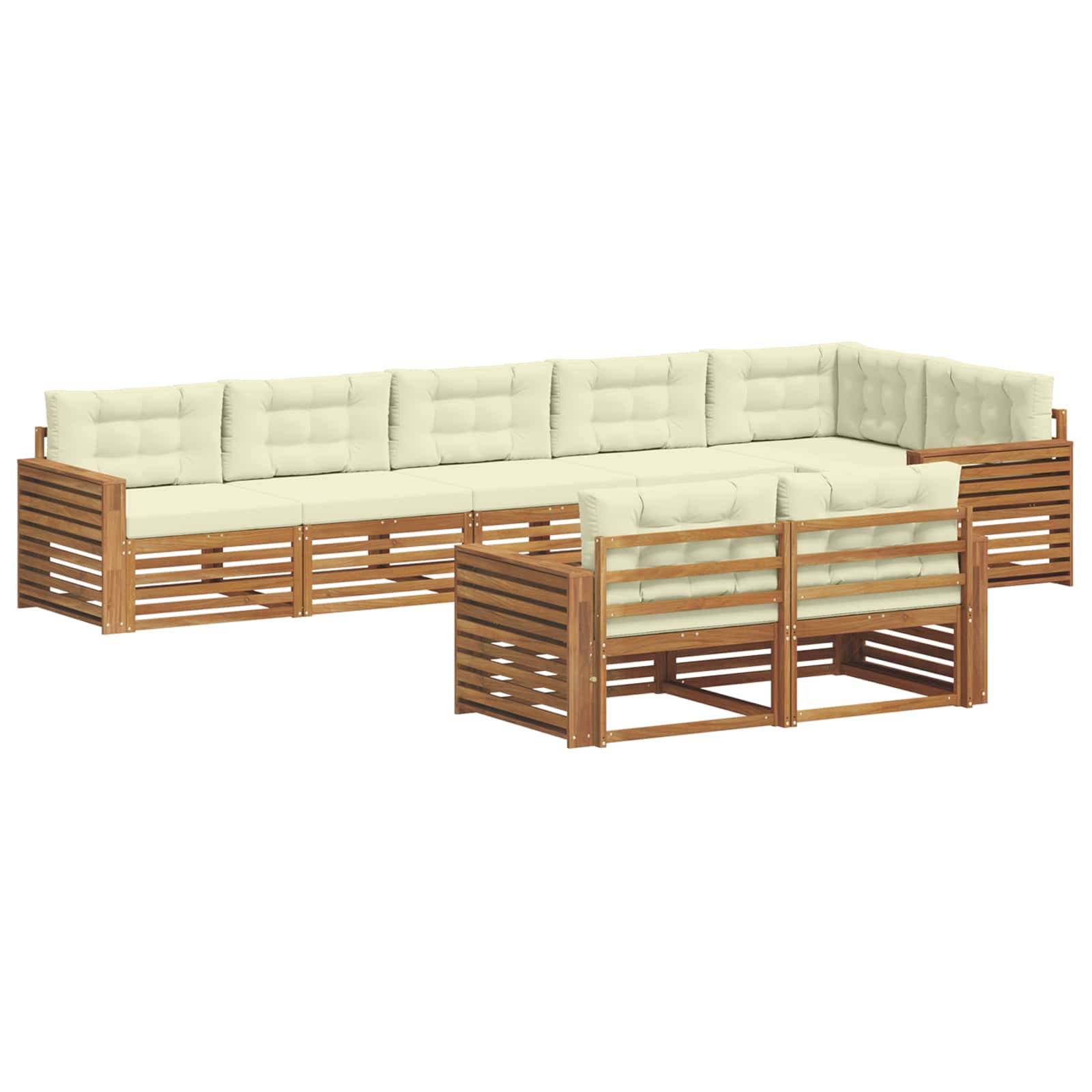vidaXL Outdoor-Sofagarnitur mit Kissen 8 pcs Natur und Creme
