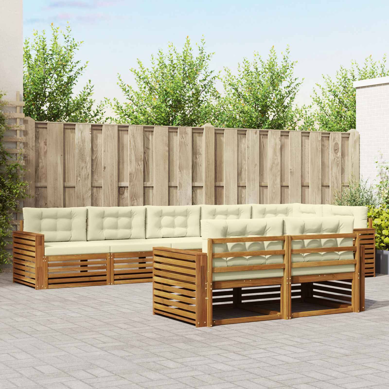 vidaXL Outdoor-Sofagarnitur mit Kissen 8 pcs Natur und Creme