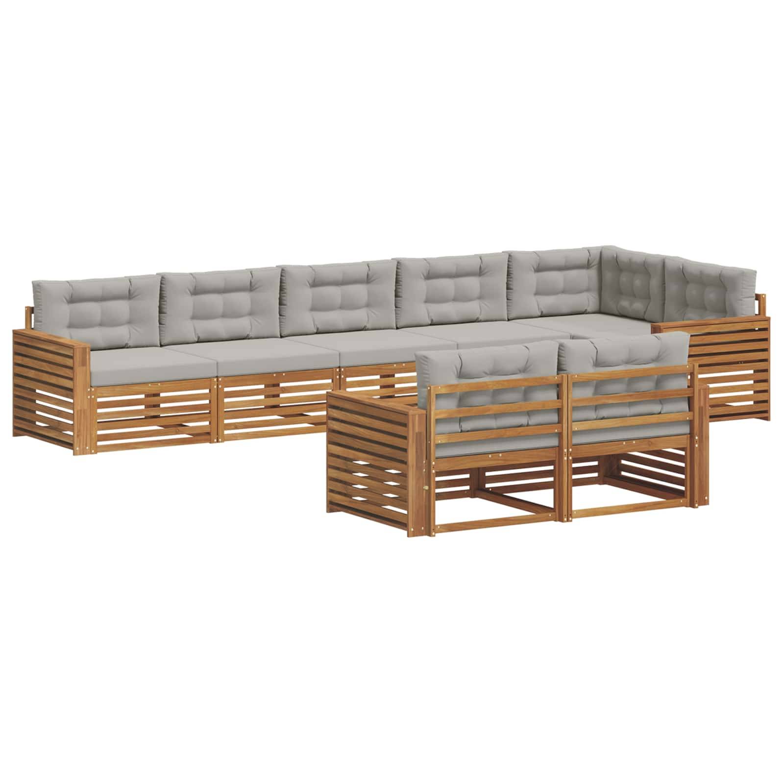 vidaXL Outdoor-Sofagarnitur mit Kissen 8 pcs Natürlich und Hellgrau
