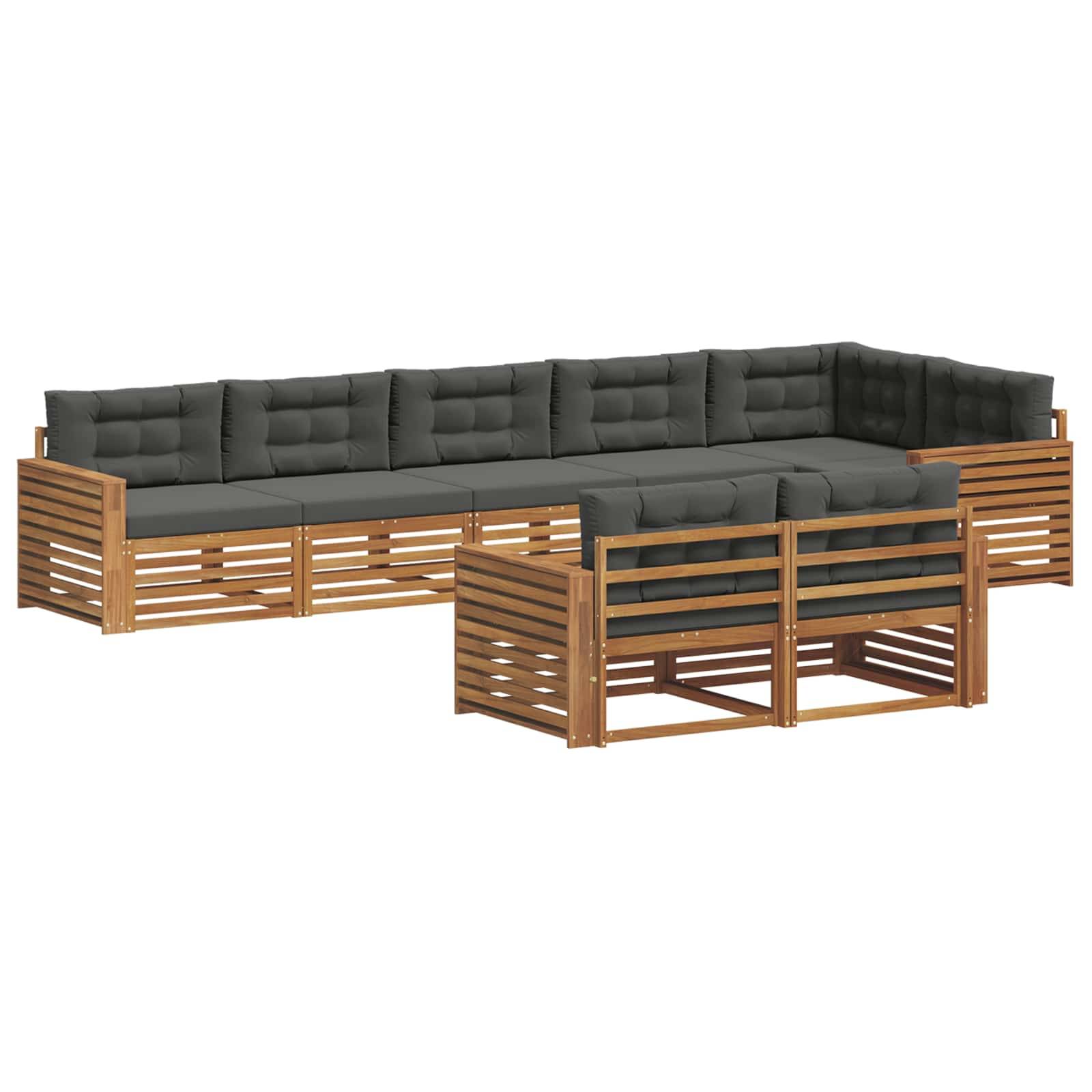 vidaXL Outdoor-Sofagarnitur mit Kissen 8 pcs Natur und Anthrazit