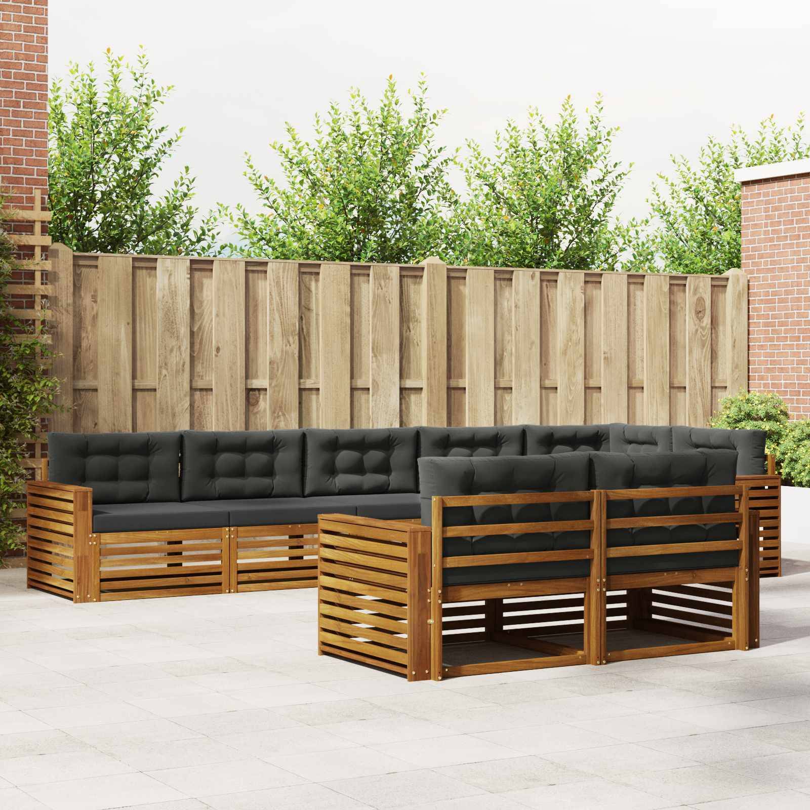 vidaXL Outdoor-Sofagarnitur mit Kissen 8 pcs Natur und Anthrazit