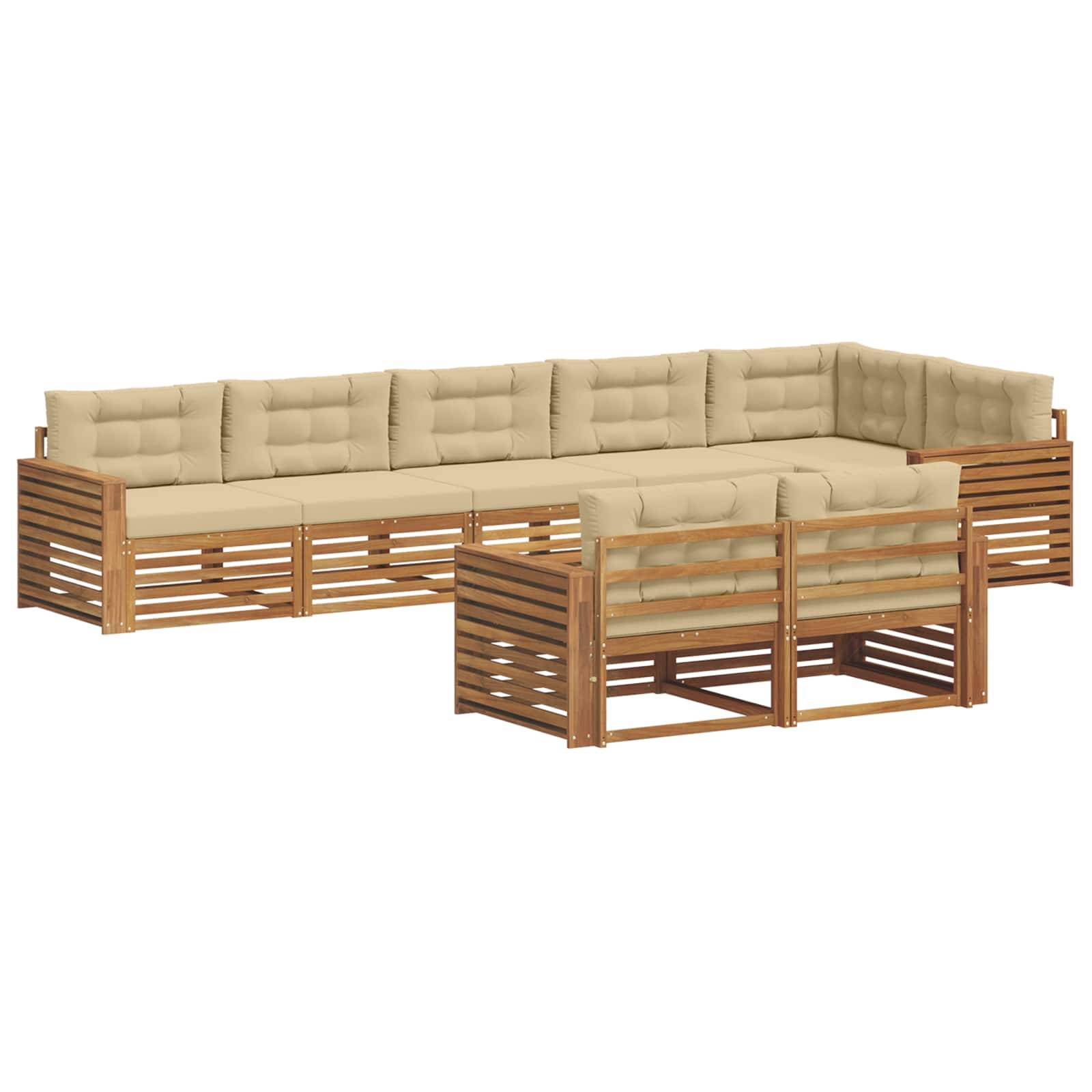 vidaXL Outdoor-Sofagarnitur mit Kissen 8 pcs Natur und Beige