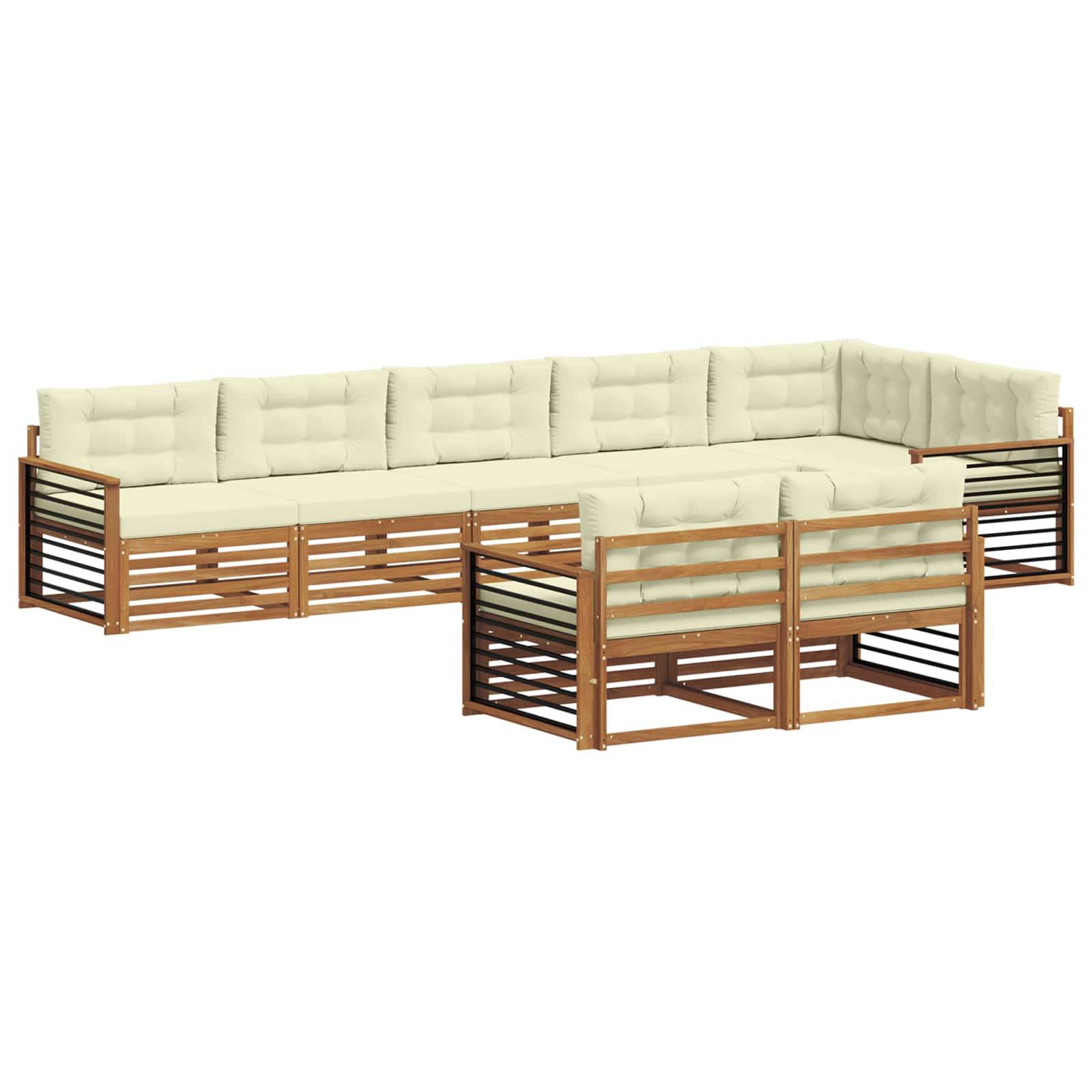 vidaXL Outdoor-Sofagarnitur mit Kissen 8 pcs Natur und Creme
