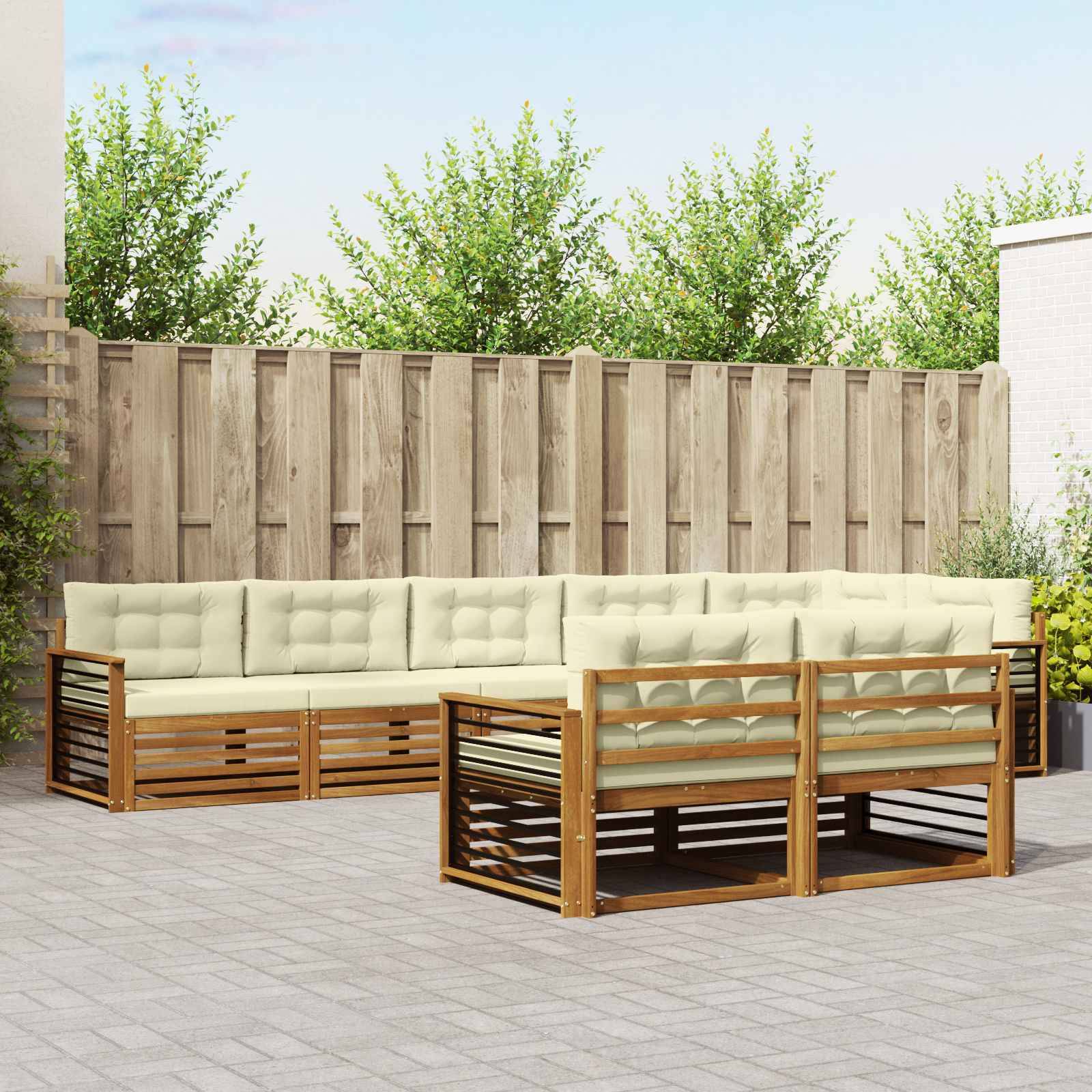 vidaXL Outdoor-Sofagarnitur mit Kissen 8 pcs Natur und Creme
