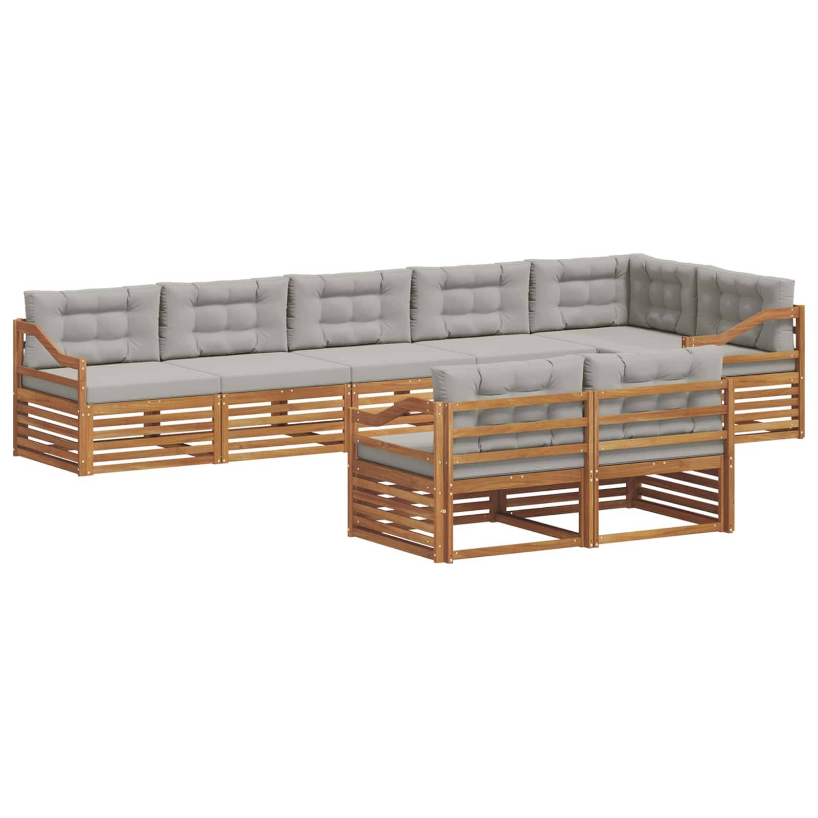 vidaXL Outdoor-Sofagarnitur mit Kissen 8 pcs Natürlich und Hellgrau