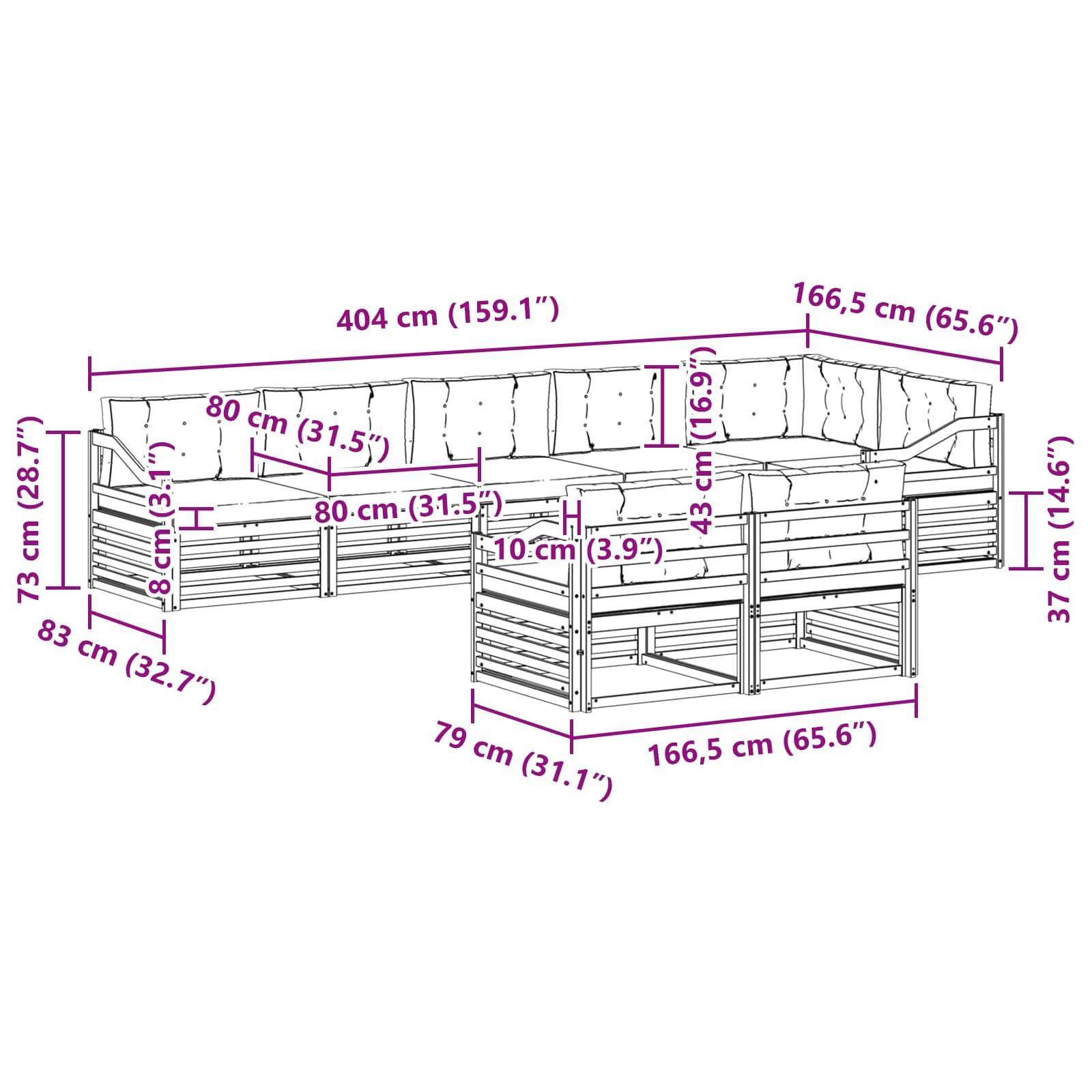 vidaXL Outdoor-Sofagarnitur mit Kissen 8 pcs Natur und Beige