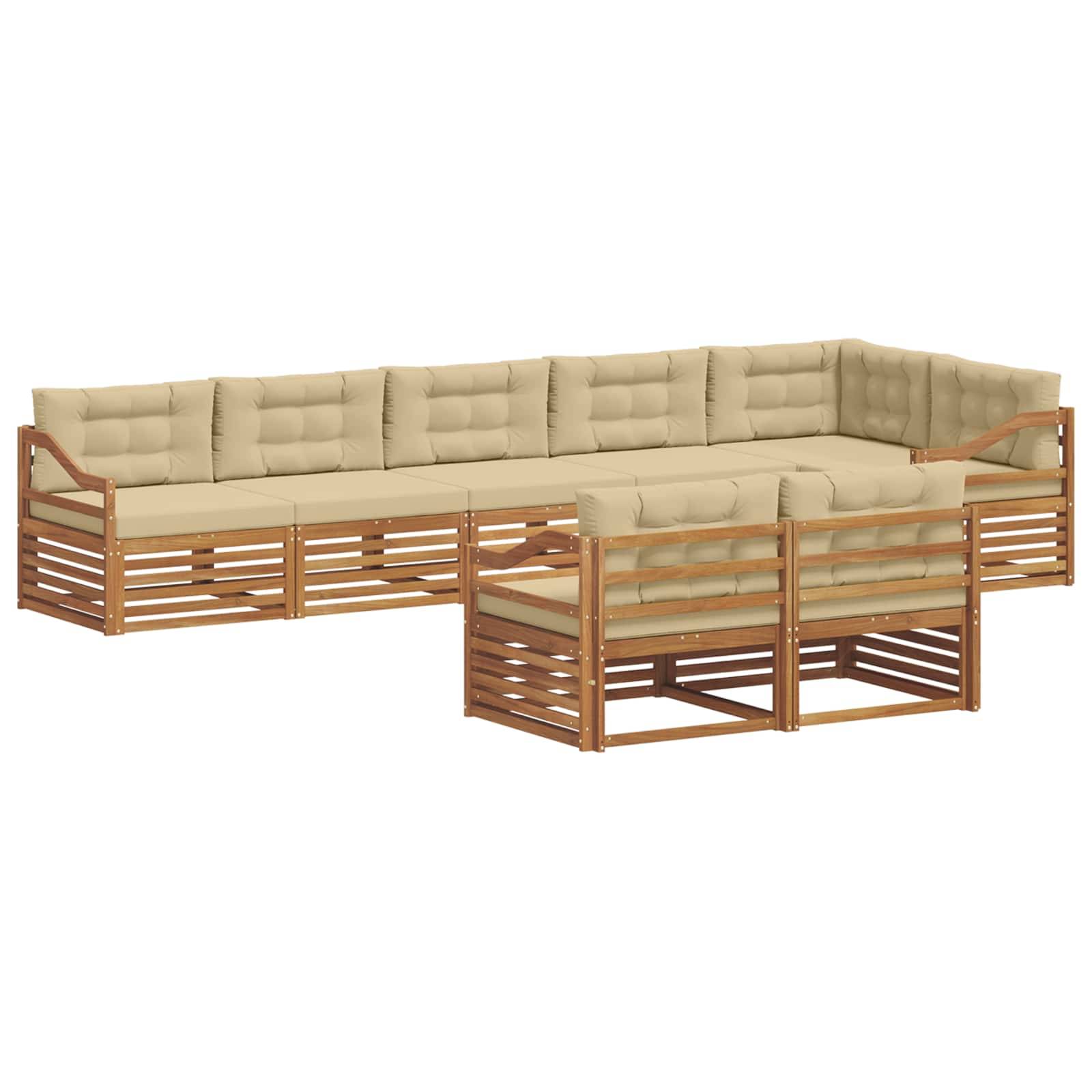 vidaXL Outdoor-Sofagarnitur mit Kissen 8 pcs Natur und Beige