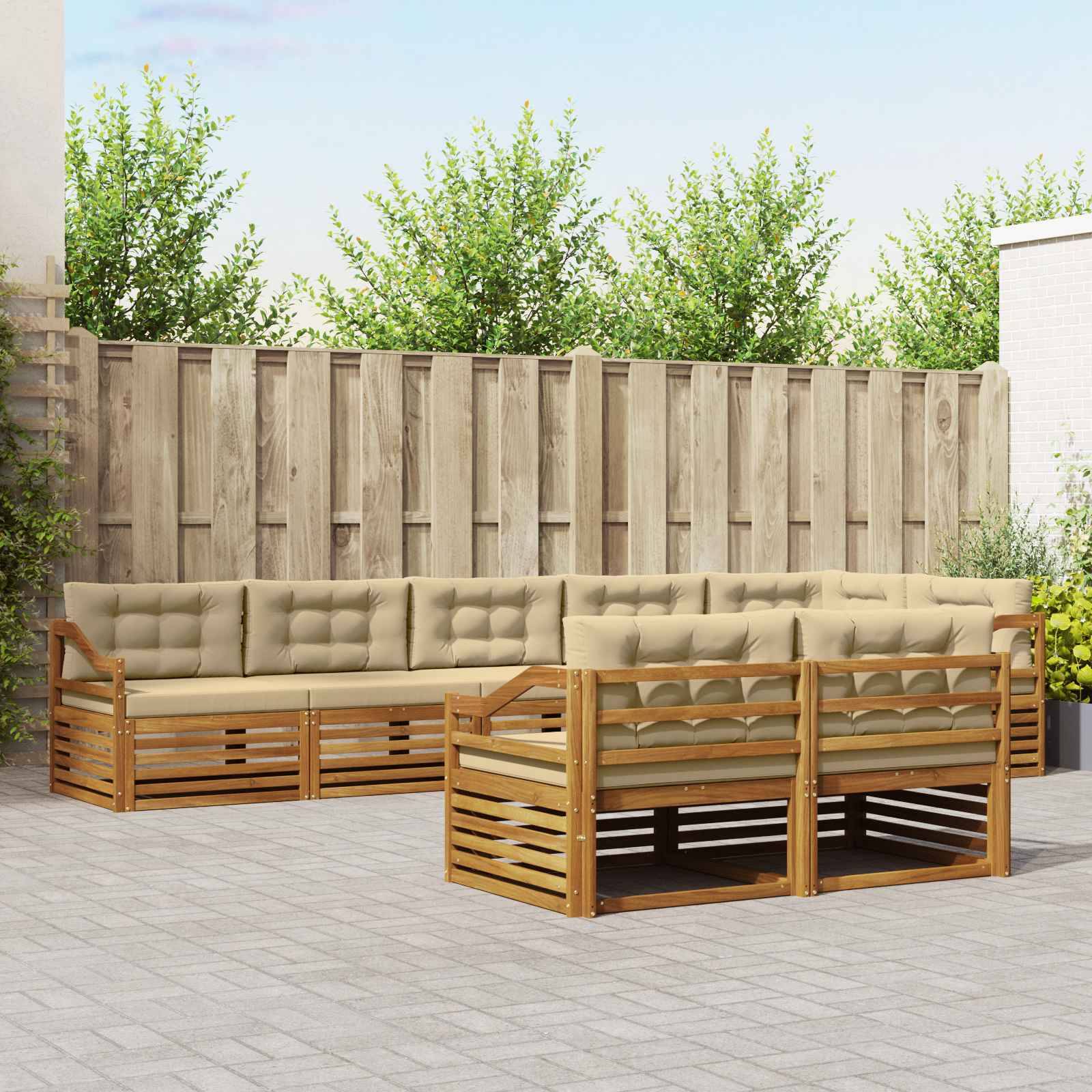 vidaXL Outdoor-Sofagarnitur mit Kissen 8 pcs Natur und Beige