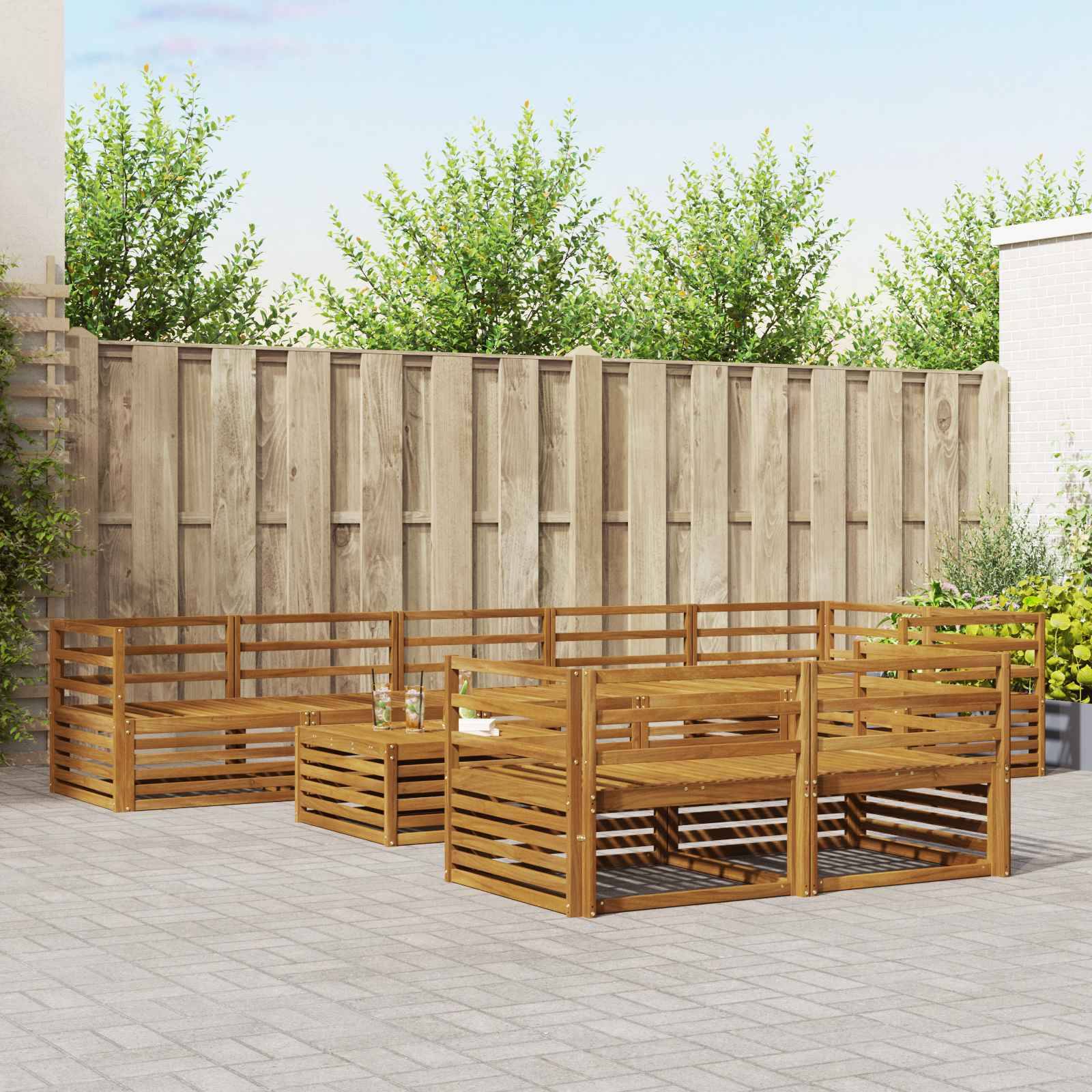 vidaXL Outdoor-Sofagarnitur 9 pcs Natur Massivholz Akazie