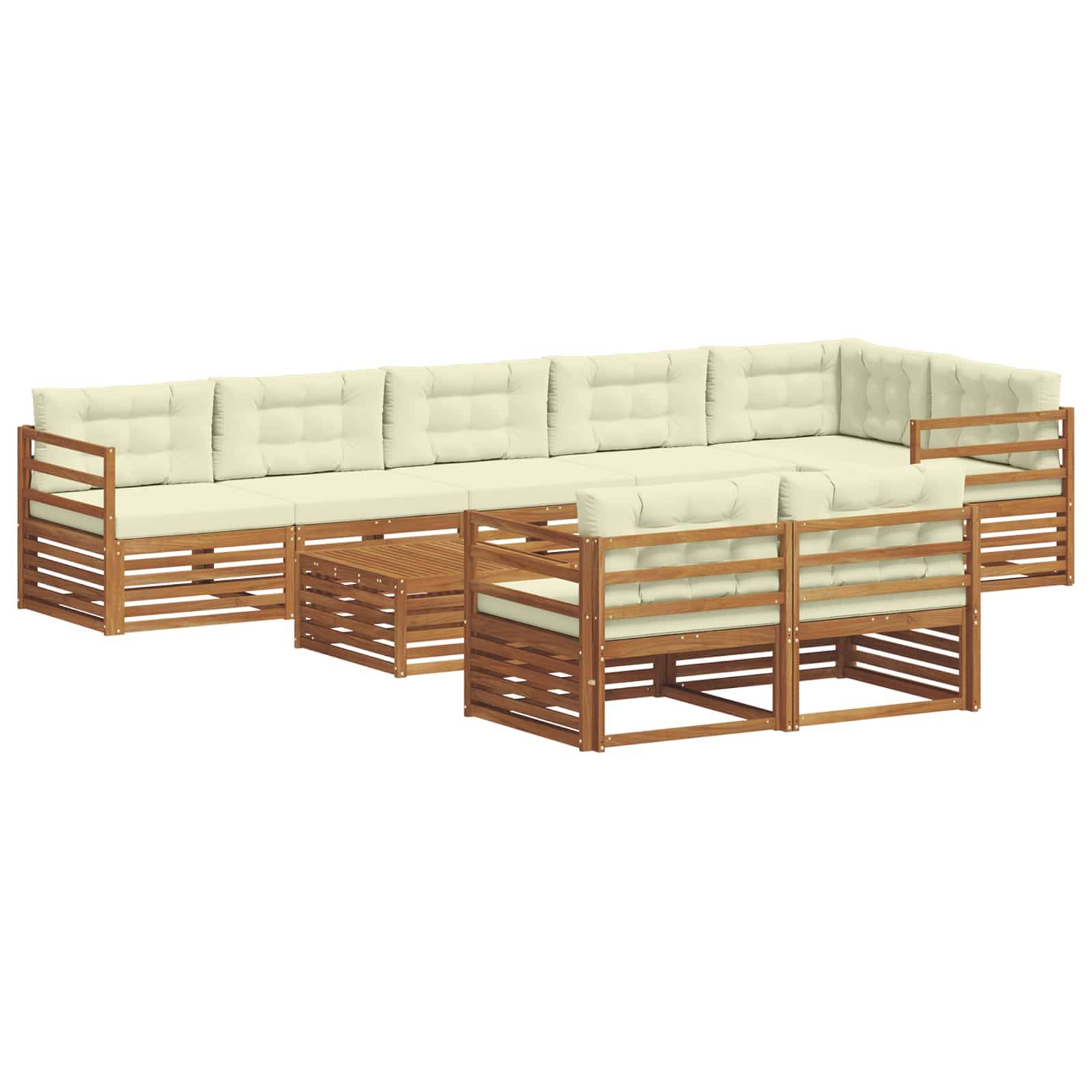 vidaXL Outdoor-Sofagarnitur mit Kissen 9 pcs Natur und Creme
