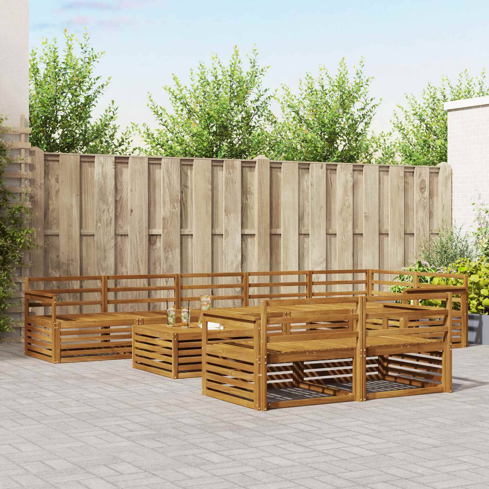 vidaXL Outdoor-Sofagarnitur 9 pcs Natur Massivholz Akazie