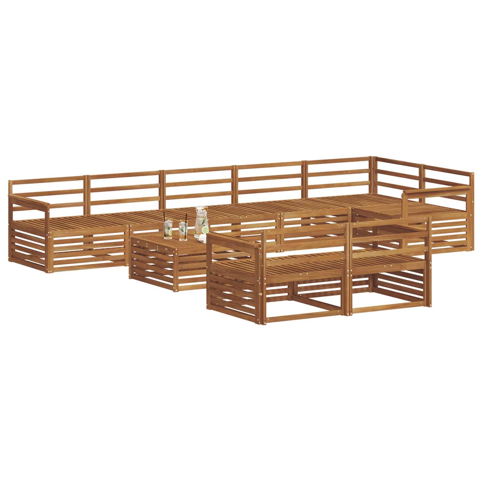 vidaXL Outdoor-Sofagarnitur 9 pcs Natur Massivholz Akazie