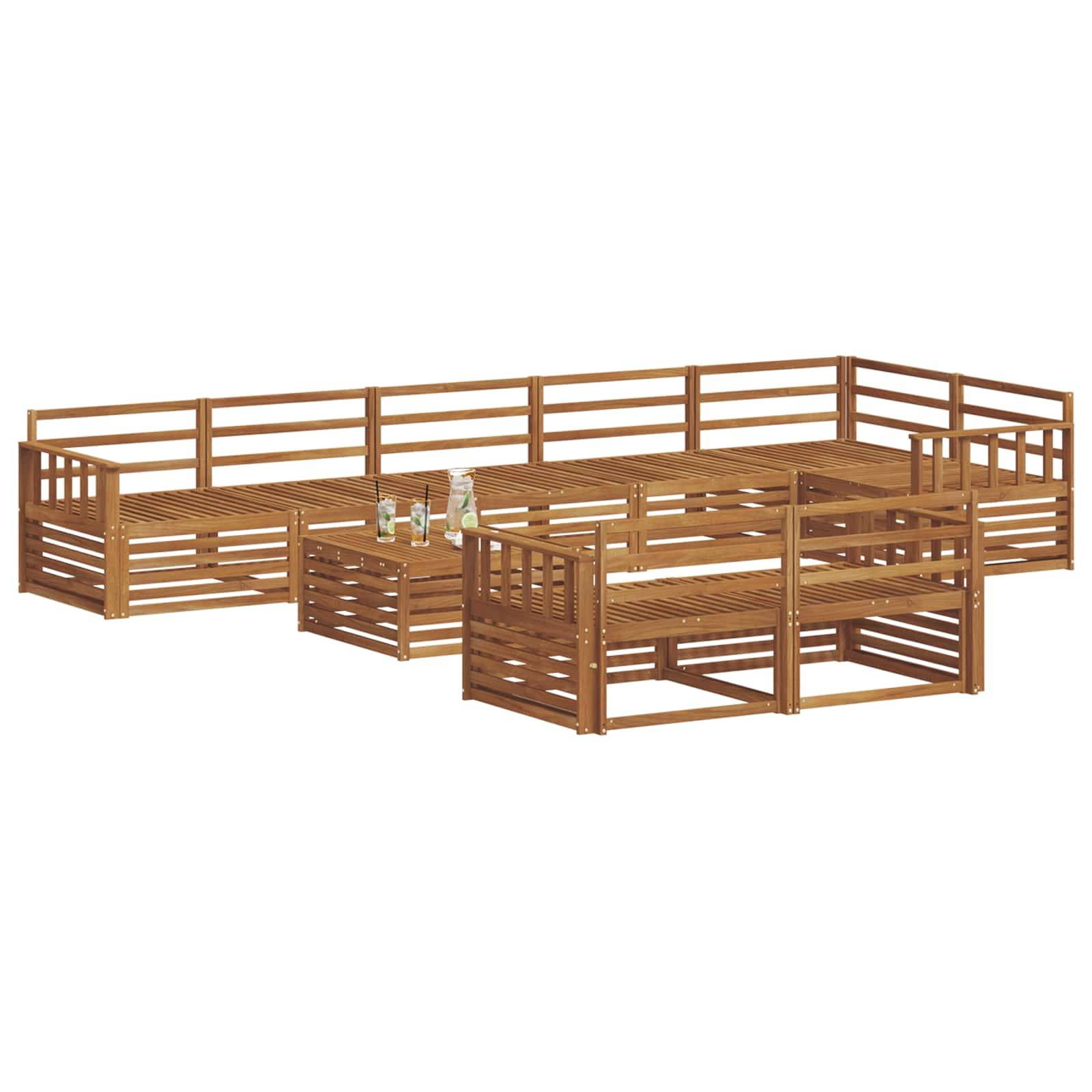 vidaXL Outdoor-Sofagarnitur 9 pcs Natur Massivholz Akazie