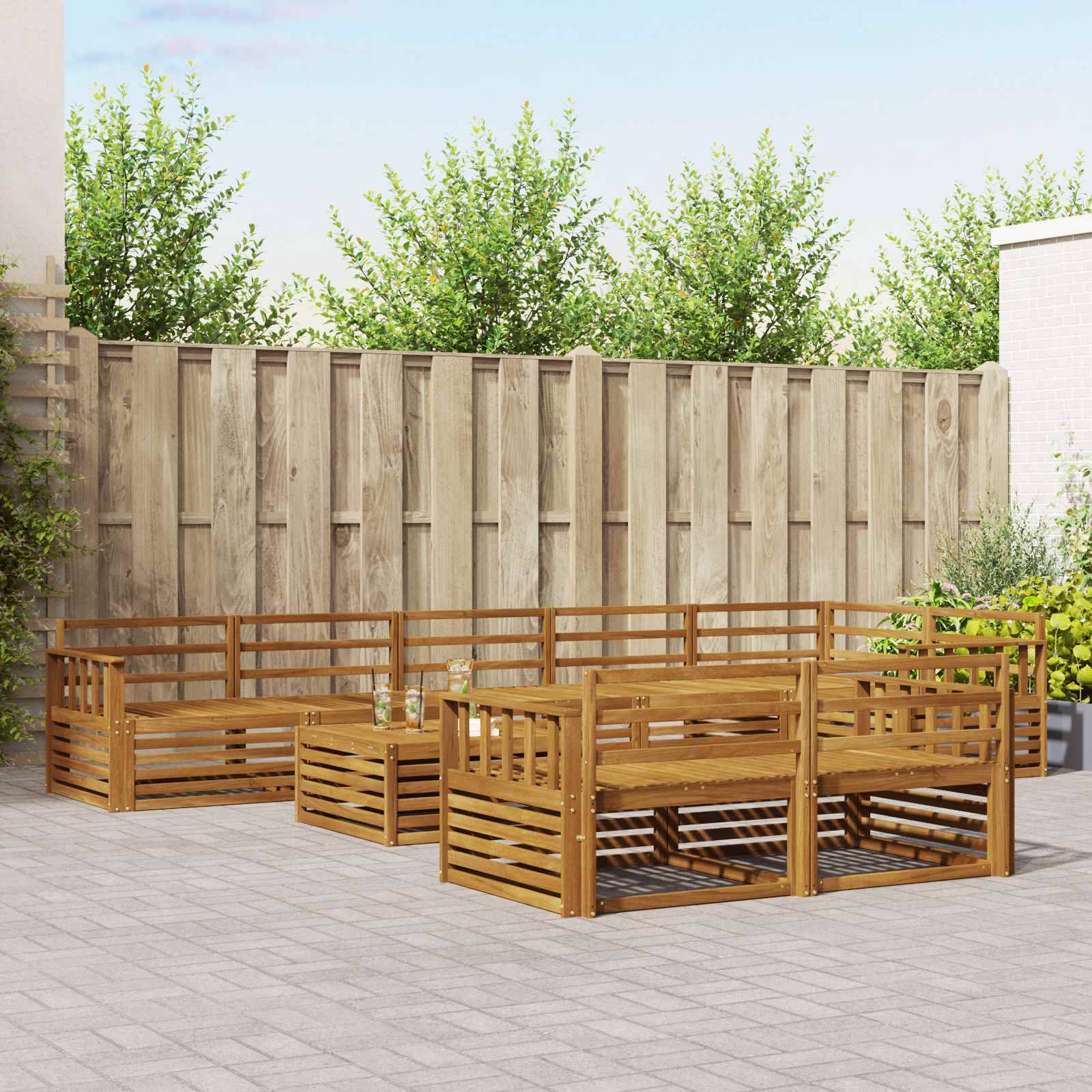 vidaXL Outdoor-Sofagarnitur 9 pcs Natur Massivholz Akazie