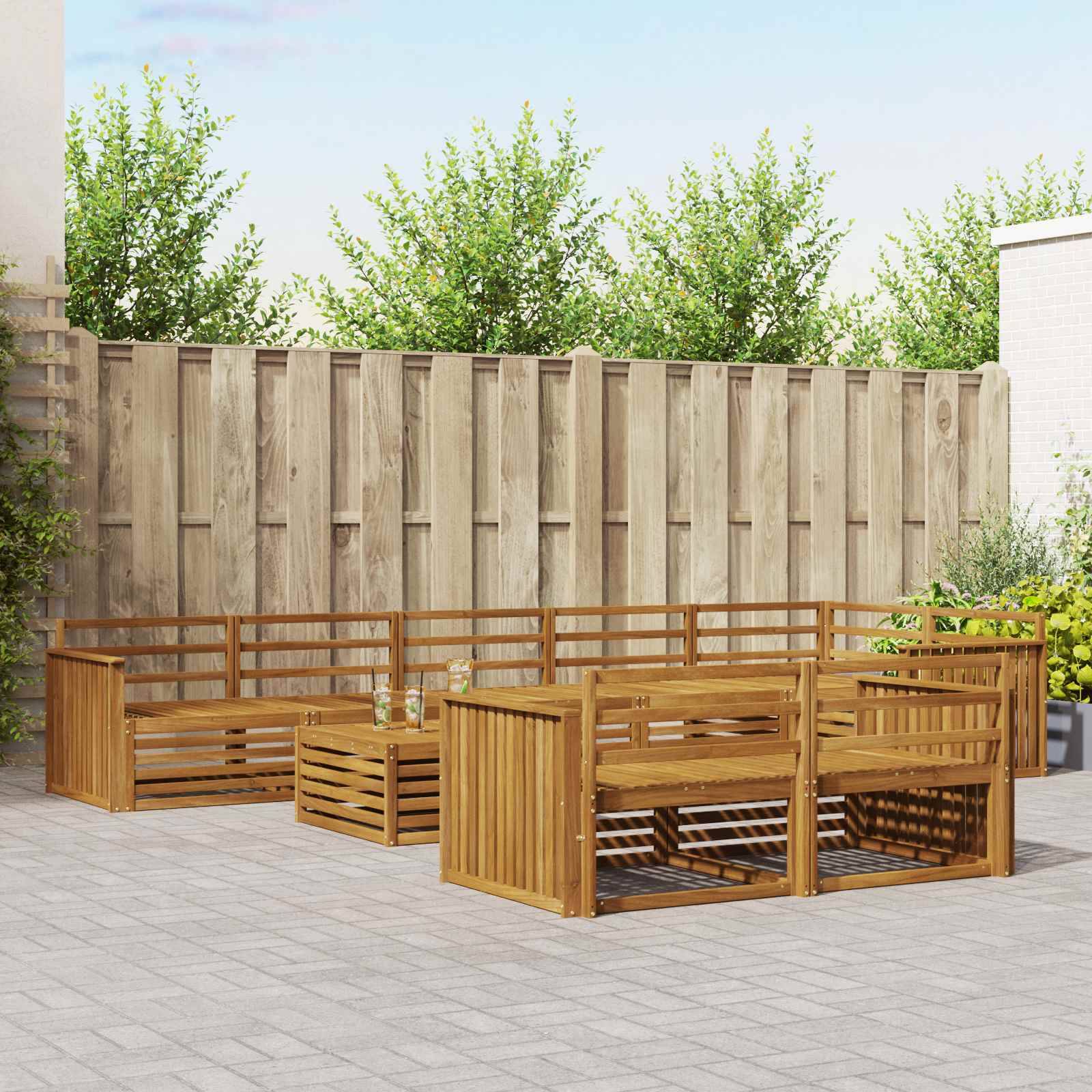 vidaXL Outdoor-Sofagarnitur 9 pcs Natur Massivholz Akazie