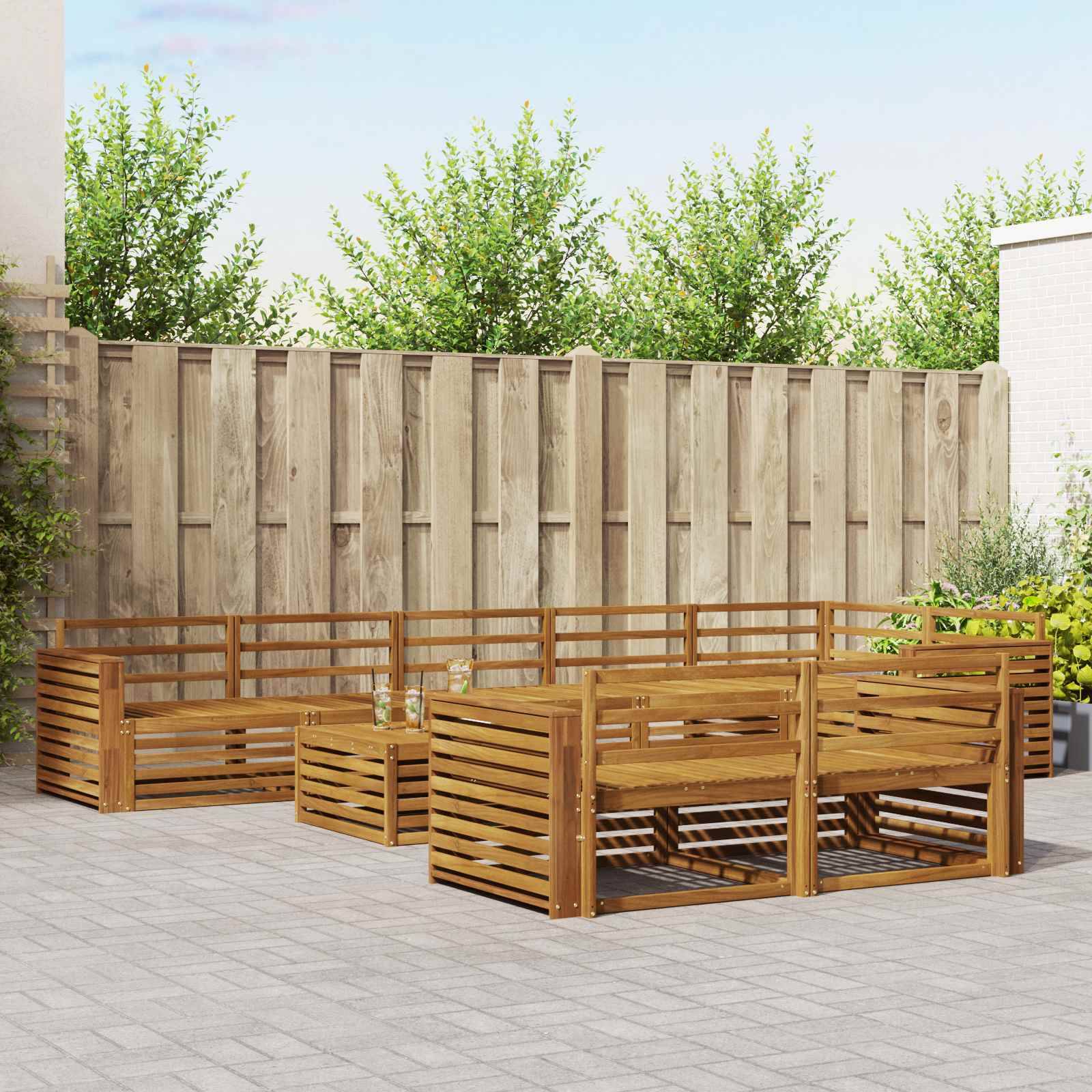 vidaXL Outdoor-Sofagarnitur 9 pcs Natur Massivholz Akazie