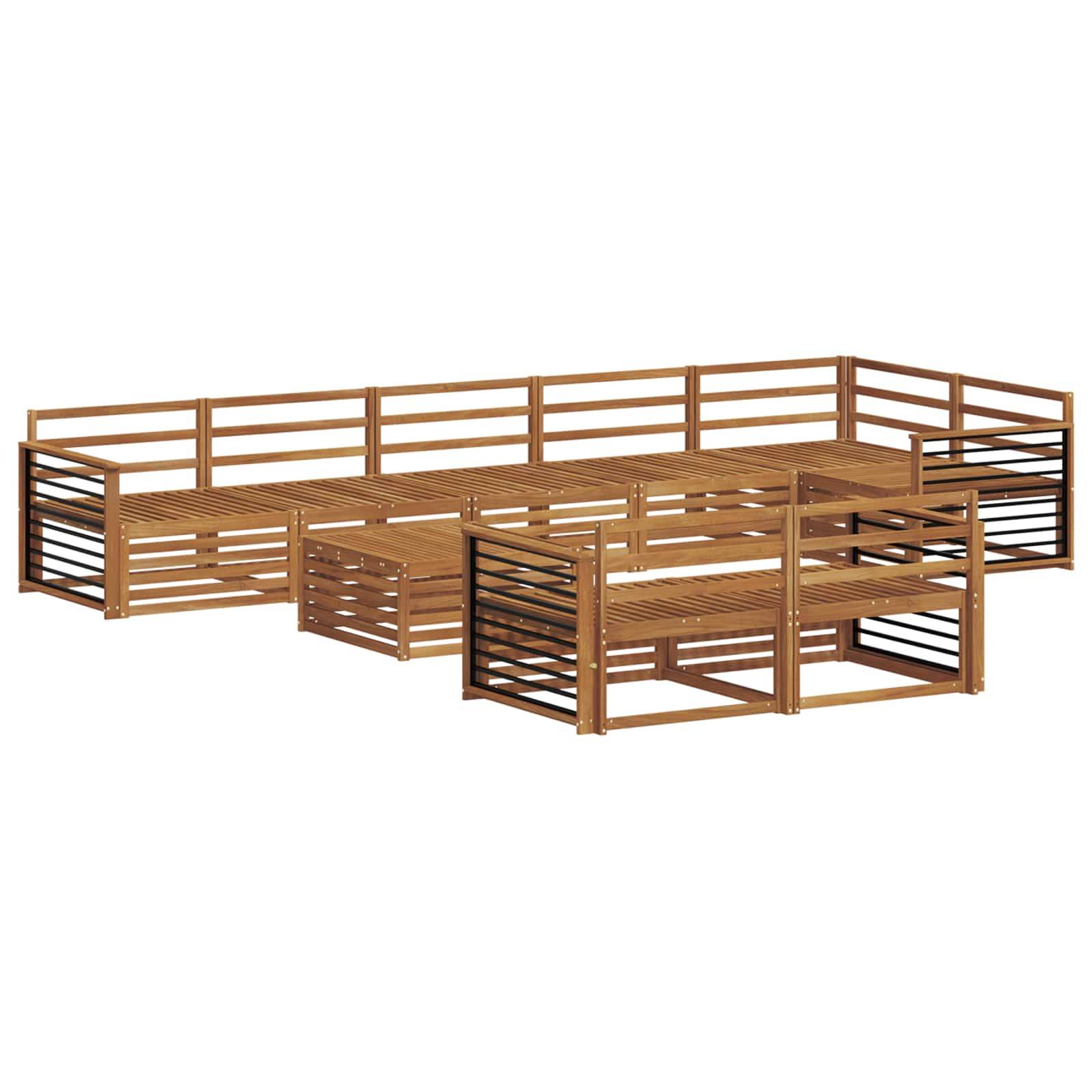 vidaXL Outdoor-Sofagarnitur 9 pcs Natur Massivholz Akazie