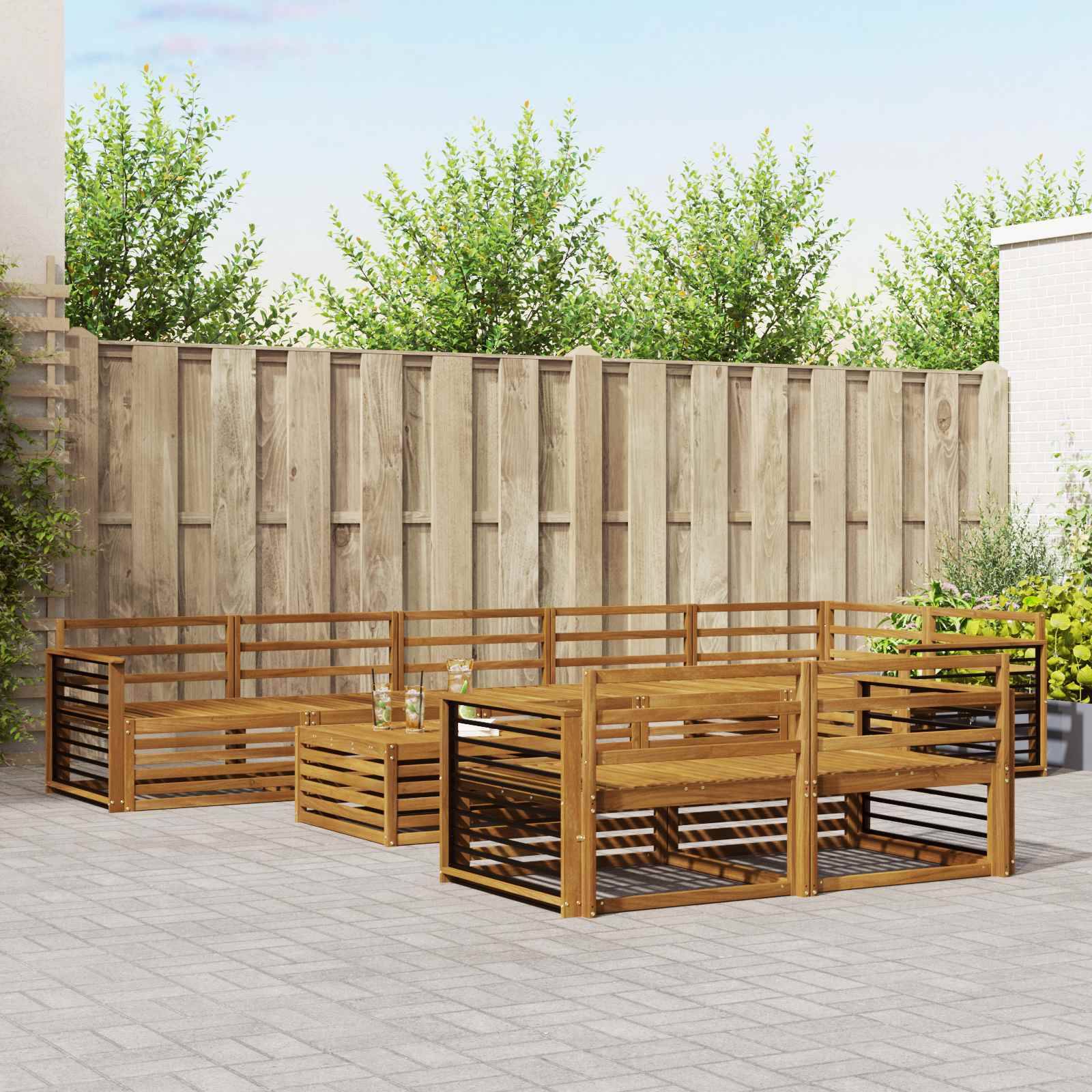 vidaXL Outdoor-Sofagarnitur 9 pcs Natur Massivholz Akazie
