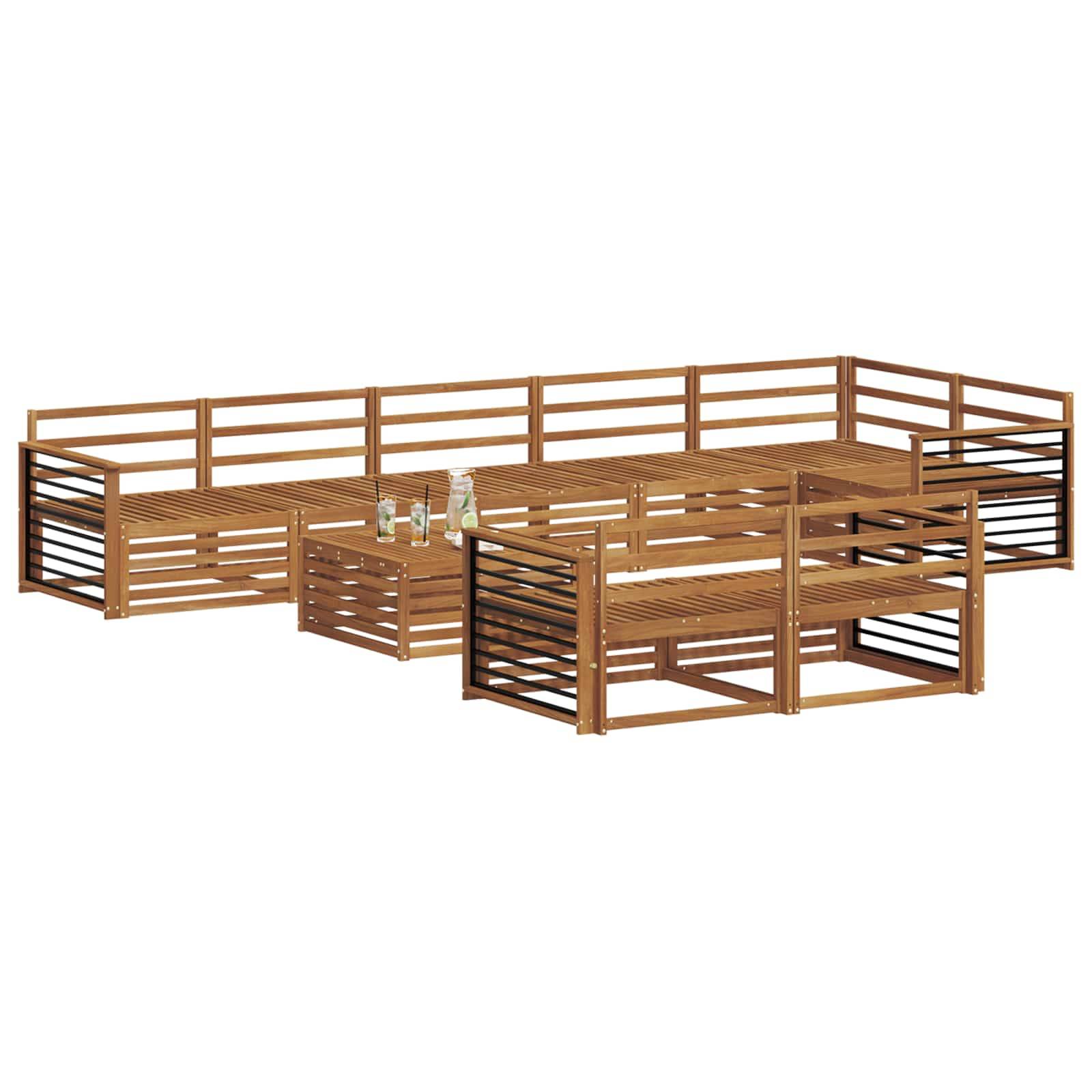 vidaXL Outdoor-Sofagarnitur 9 pcs Natur Massivholz Akazie