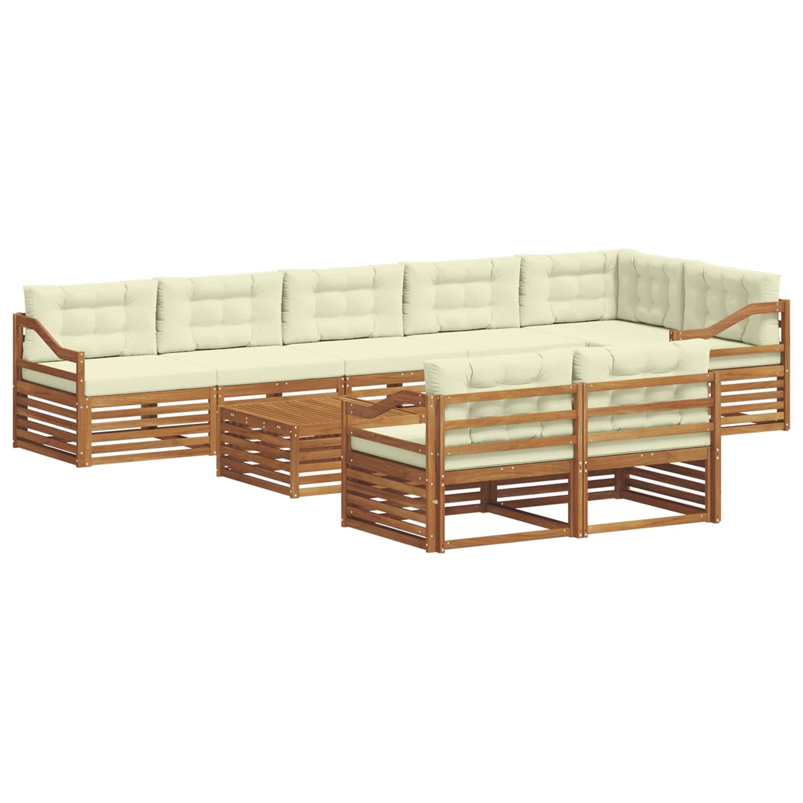 vidaXL Outdoor-Sofagarnitur mit Kissen 9 pcs Natur und Creme
