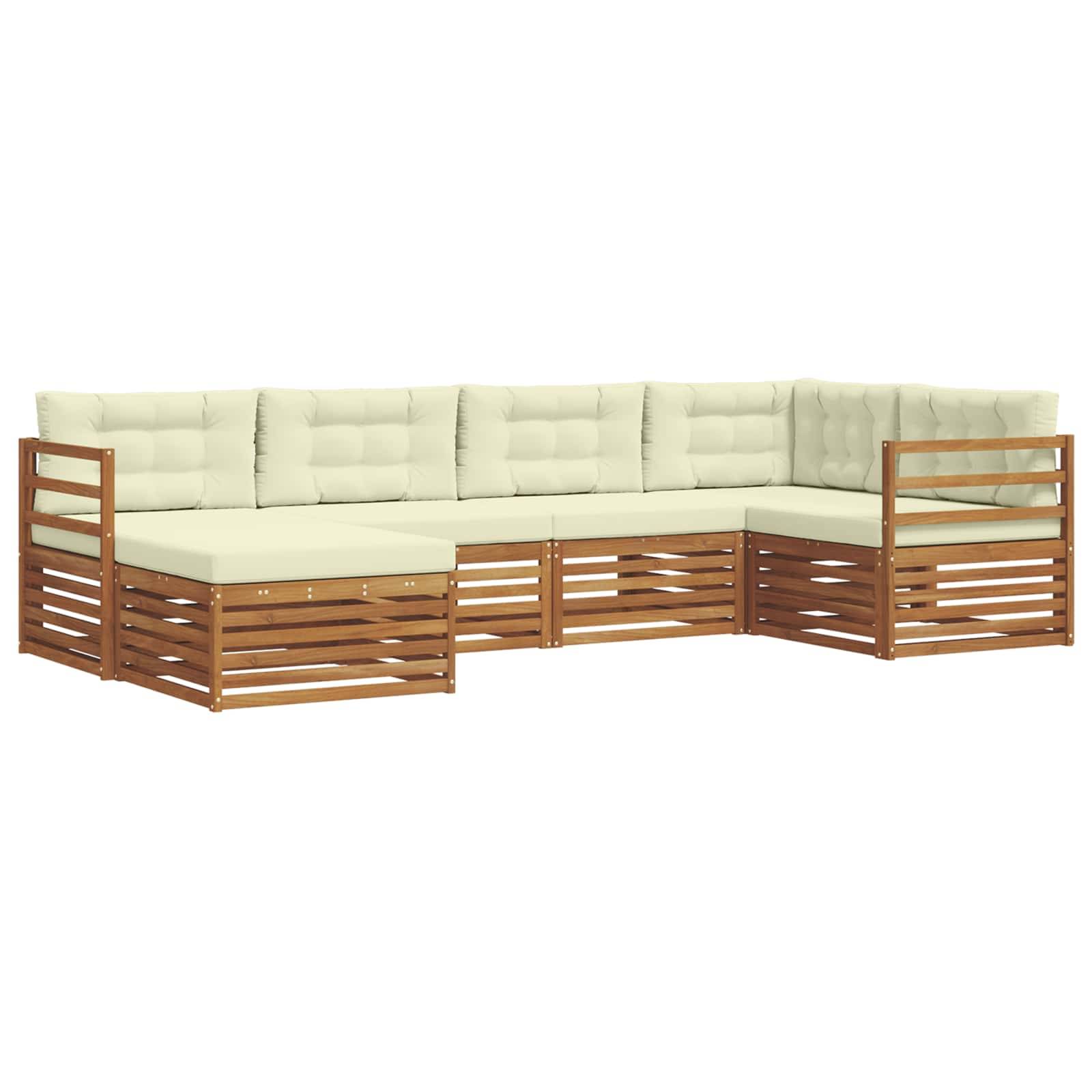 vidaXL Outdoor-Sofagarnitur mit Kissen 6 pcs Natur und Creme