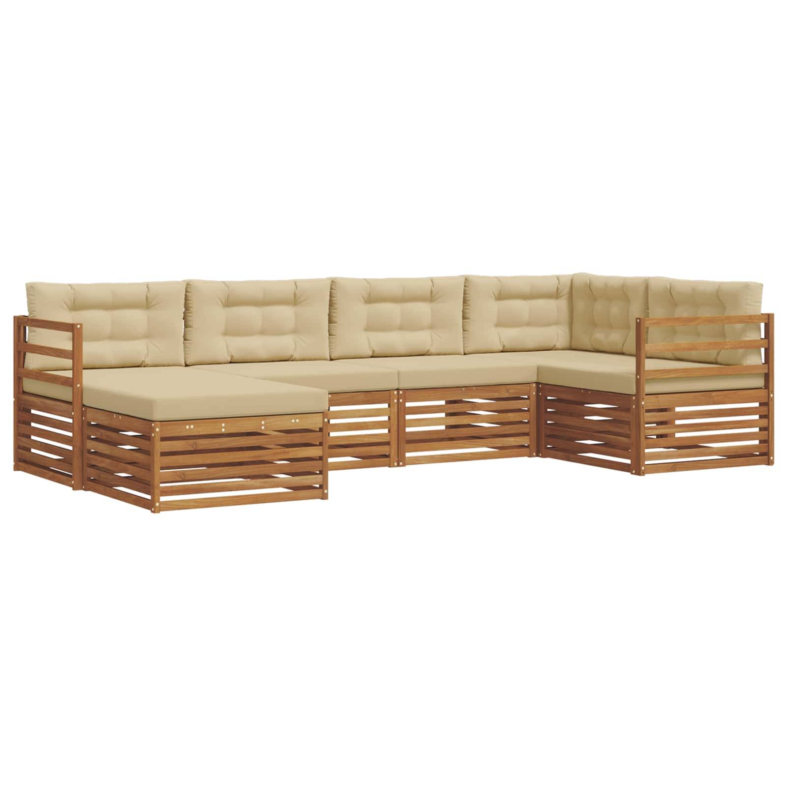 vidaXL Outdoor-Sofagarnitur mit Kissen 6 pcs Natur und Beige