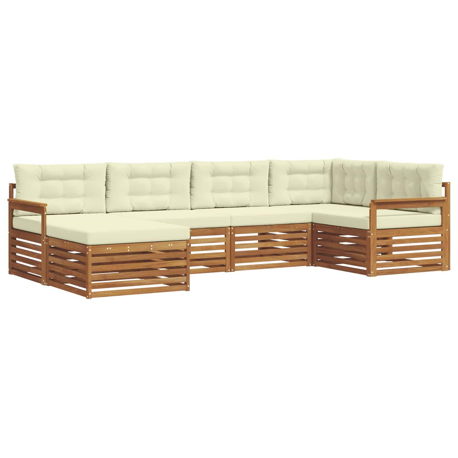 vidaXL Outdoor-Sofagarnitur mit Kissen 6 pcs Natur und Creme