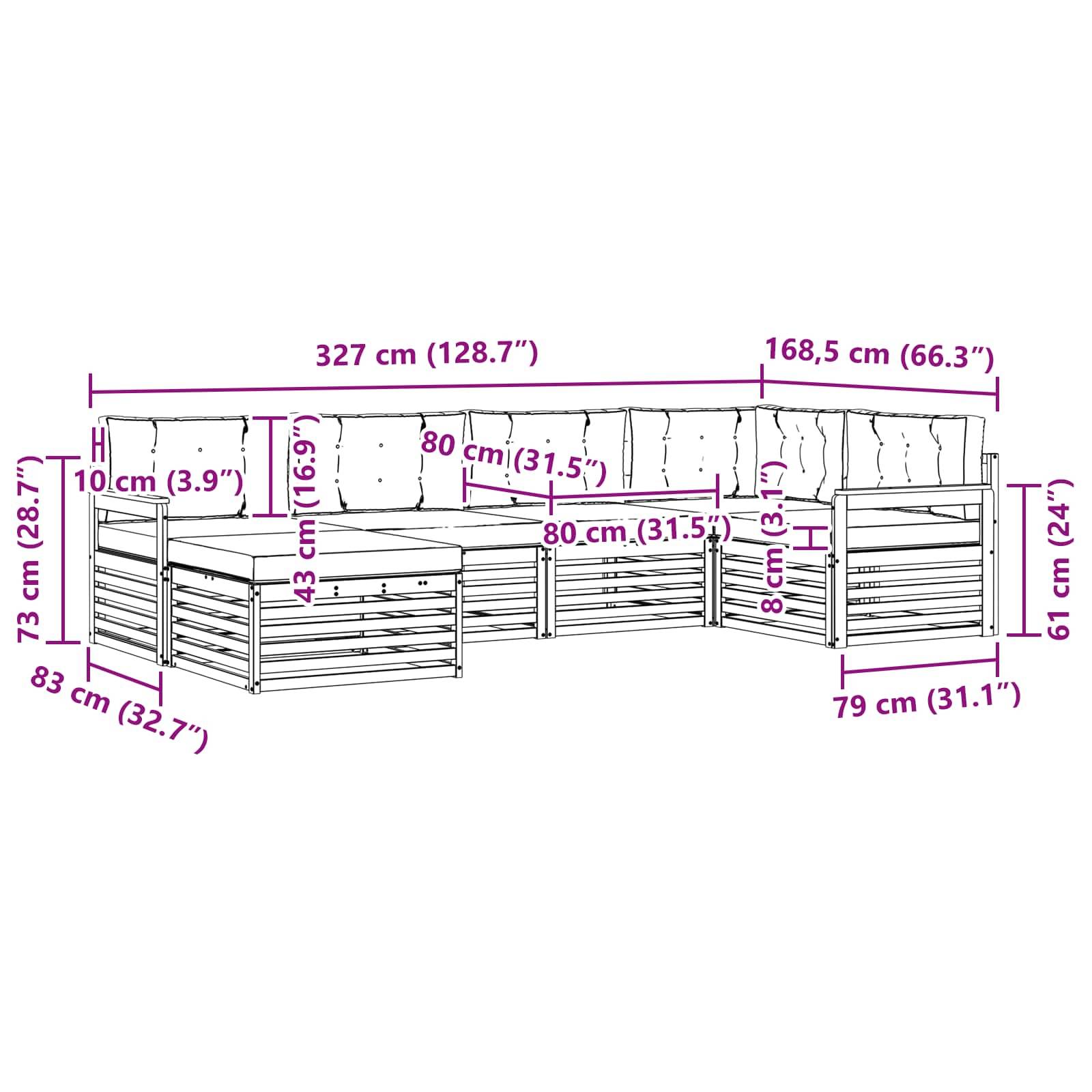vidaXL Outdoor-Sofagarnitur 6 pcs Weiß und Anthrazit Polyester