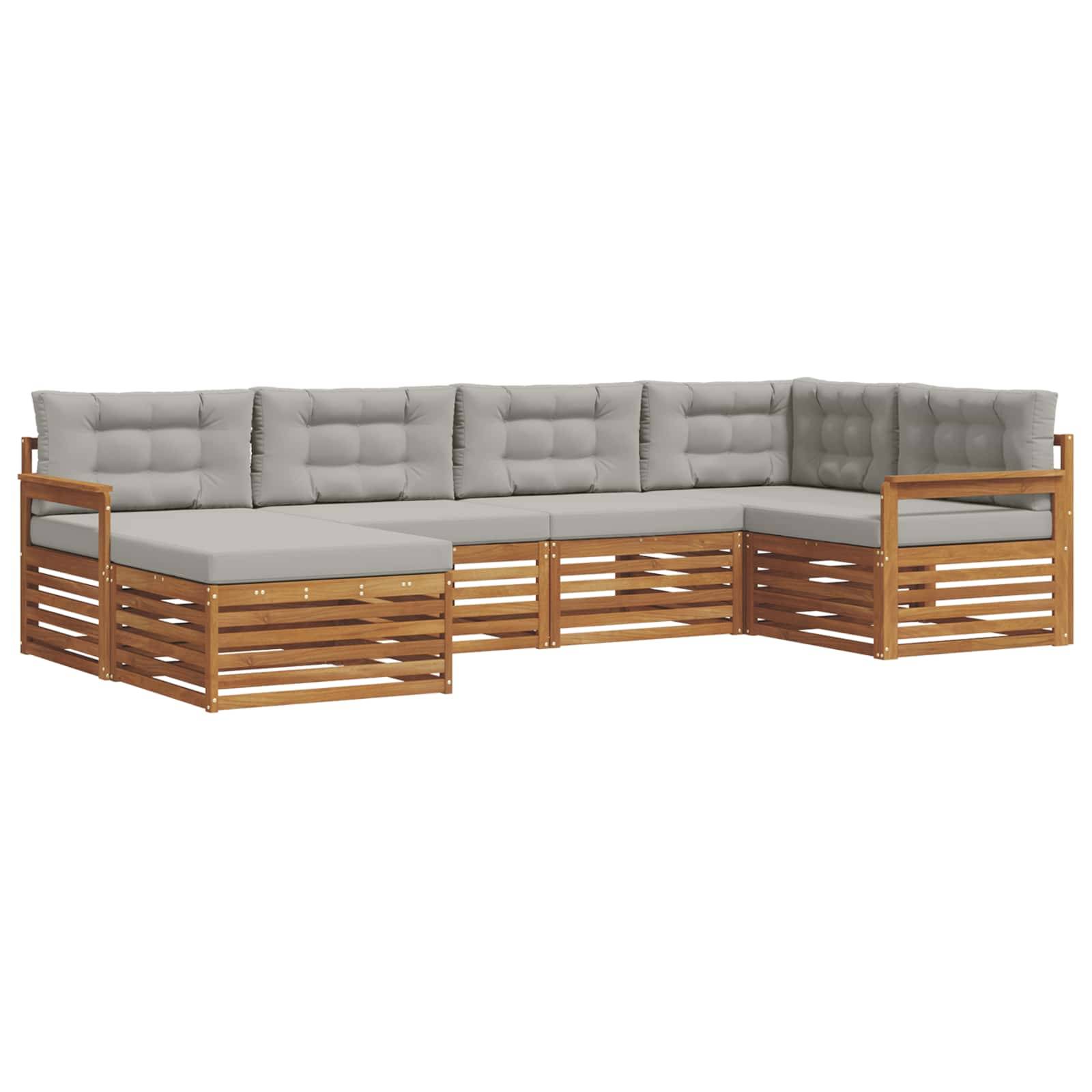 vidaXL Outdoor-Sofagarnitur mit Kissen 6 pcs Natürlich und Hellgrau