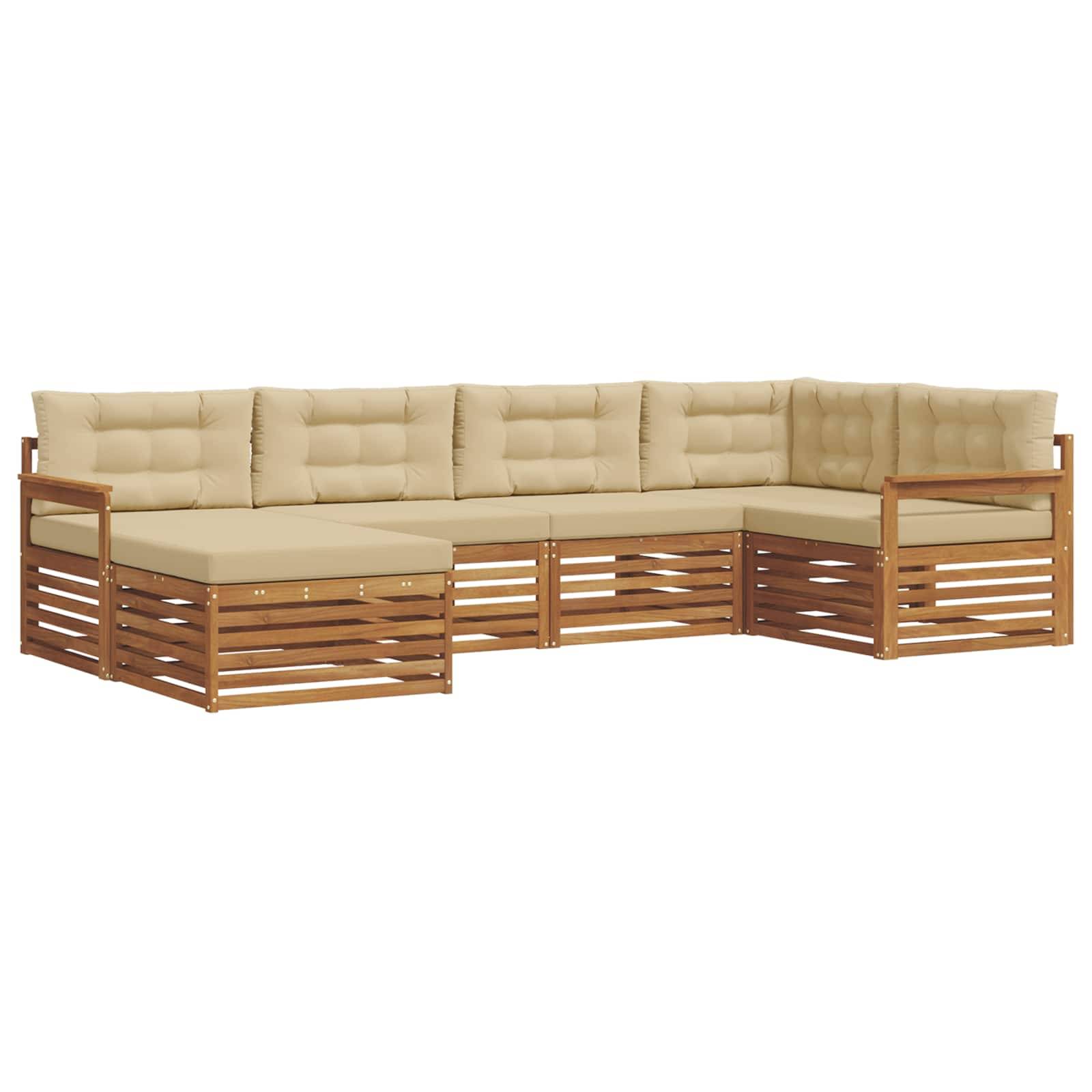 vidaXL Outdoor-Sofagarnitur mit Kissen 6 pcs Natur und Beige