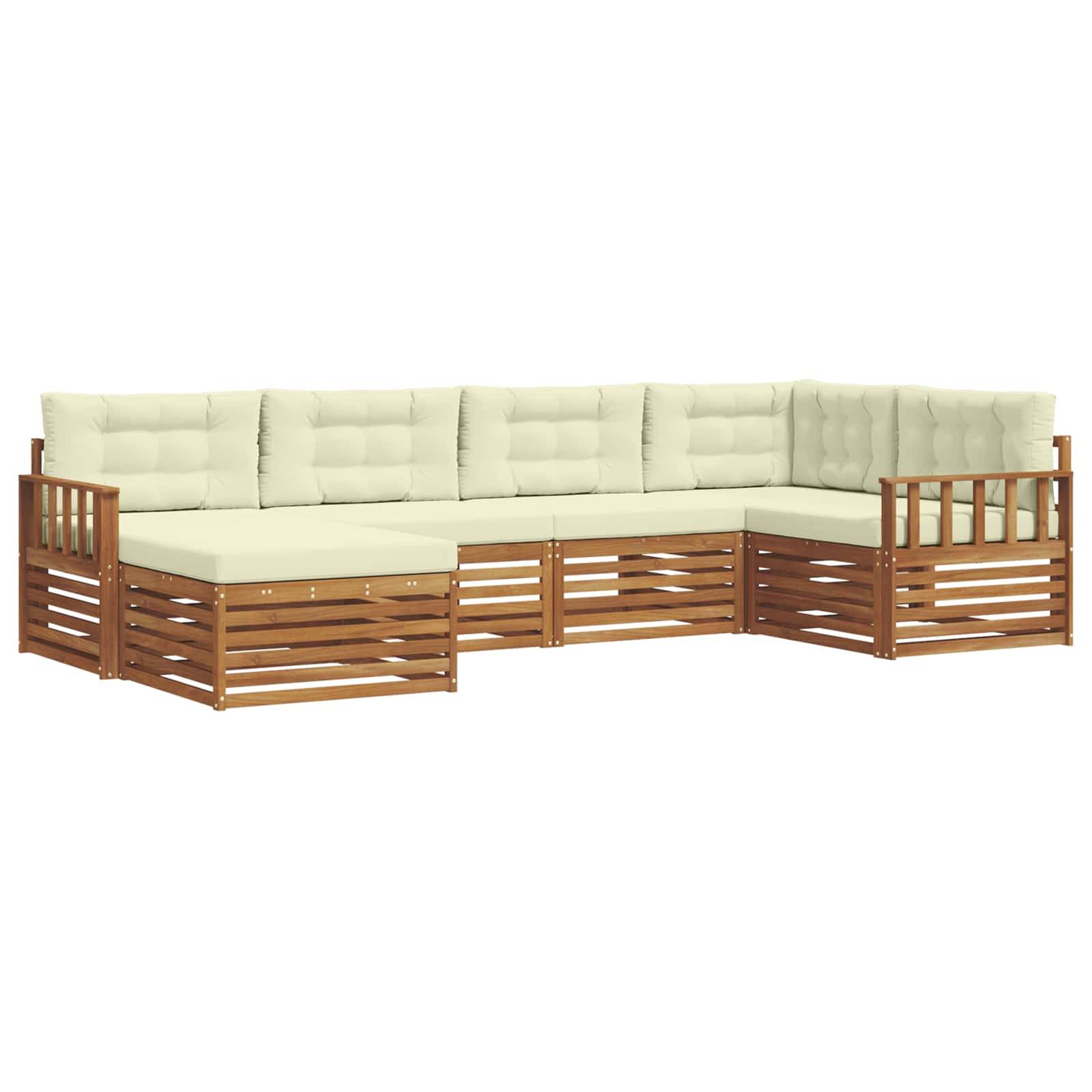 vidaXL Outdoor-Sofagarnitur mit Kissen 6 pcs Natur und Creme