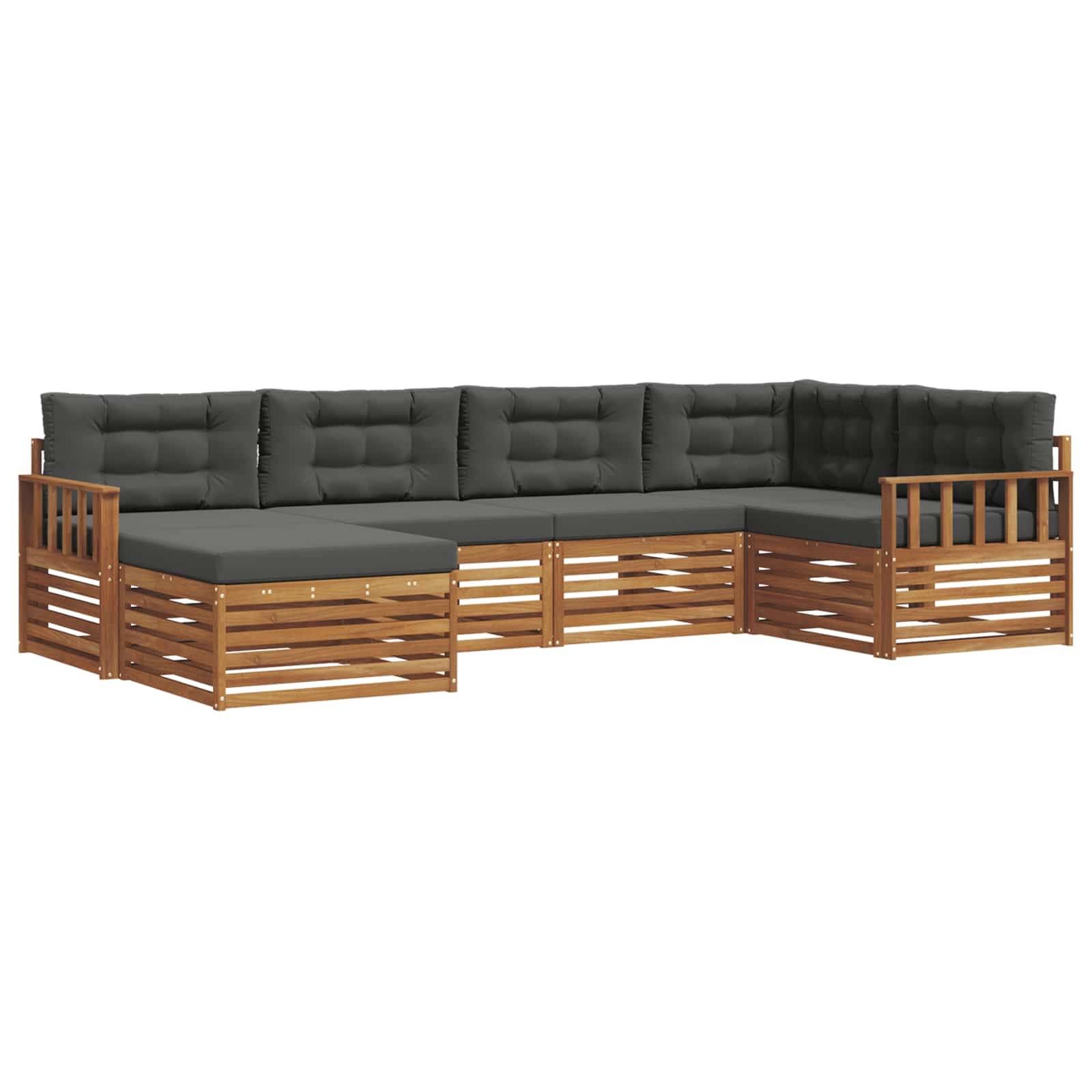 vidaXL Outdoor-Sofagarnitur mit Kissen 6 pcs Natur und Anthrazit