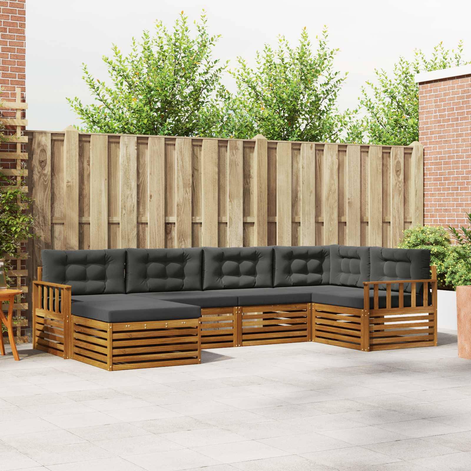 vidaXL Outdoor-Sofagarnitur mit Kissen 6 pcs Natur und Anthrazit