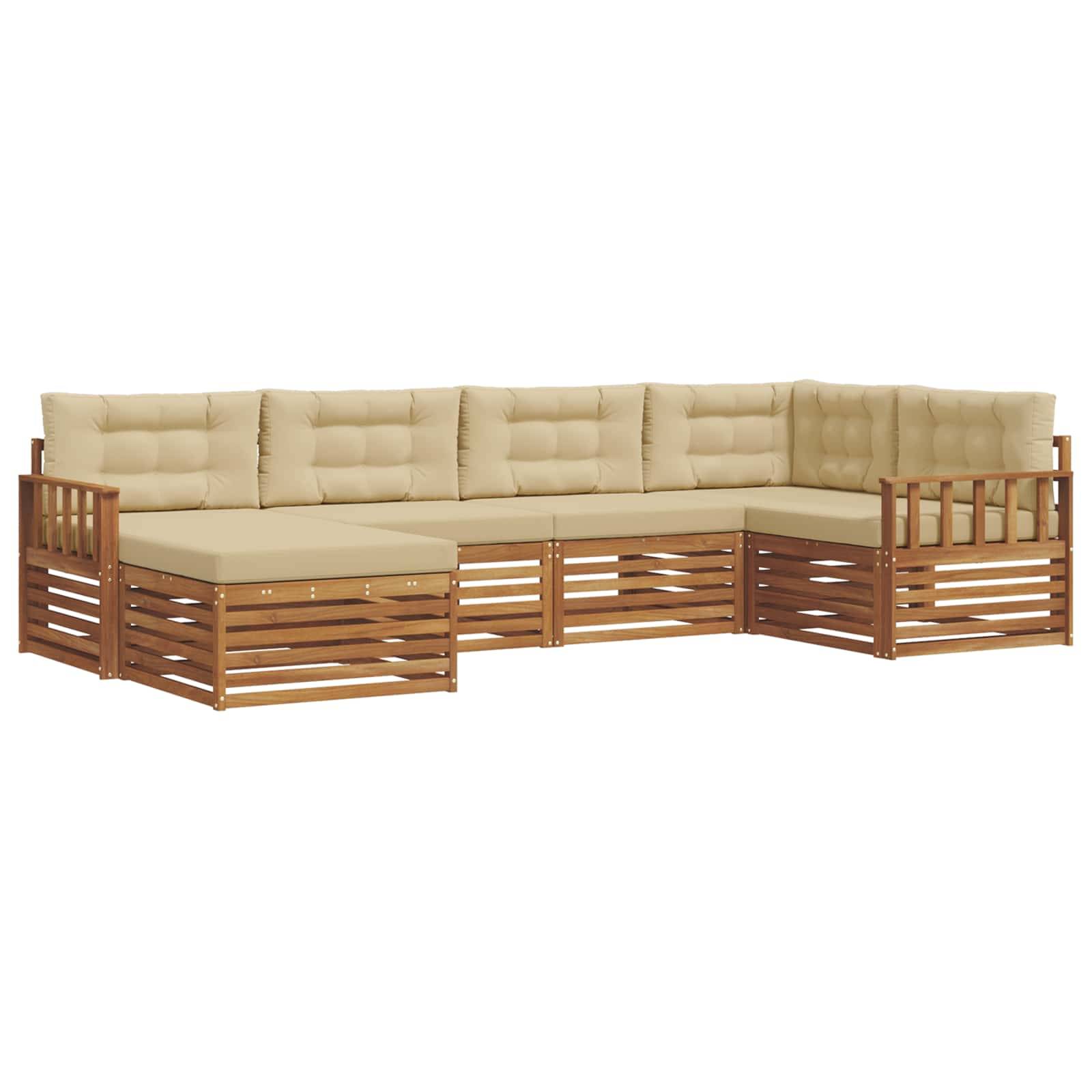 vidaXL Outdoor-Sofagarnitur mit Kissen 6 pcs Natur und Beige