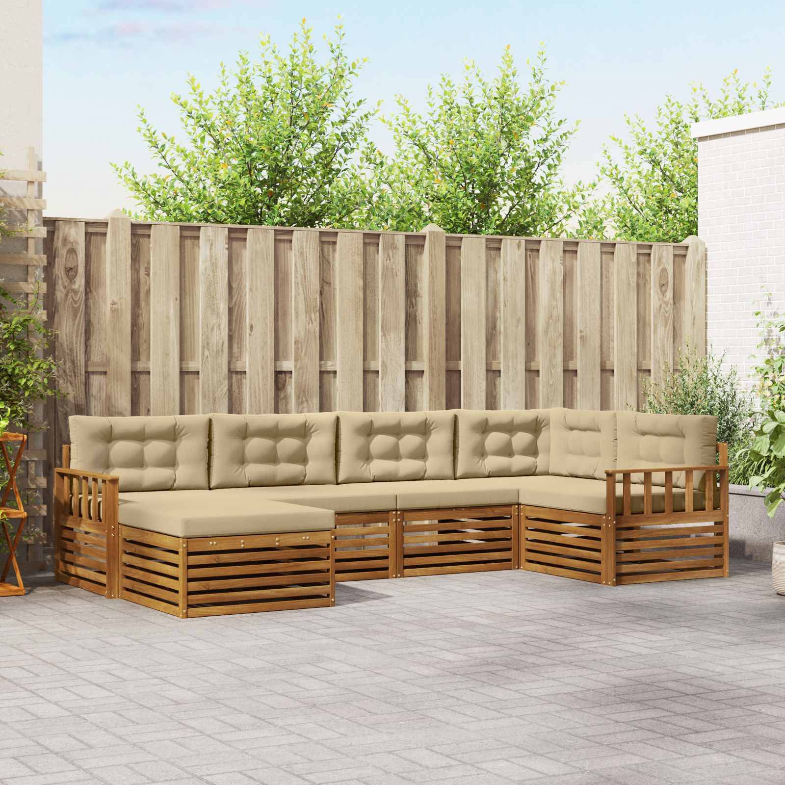 vidaXL Outdoor-Sofagarnitur mit Kissen 6 pcs Natur und Beige