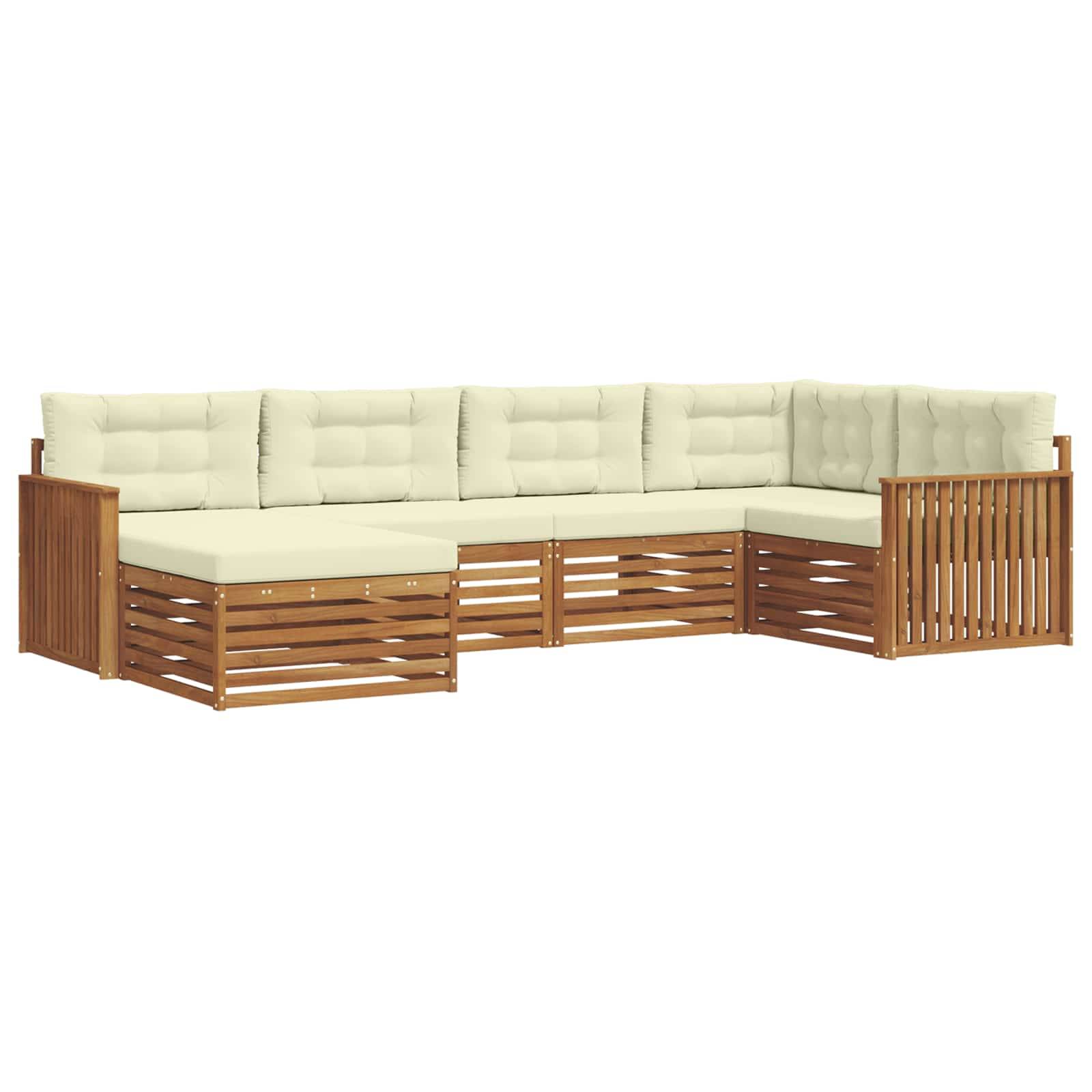 vidaXL Outdoor-Sofagarnitur mit Kissen 6 pcs Natur und Creme