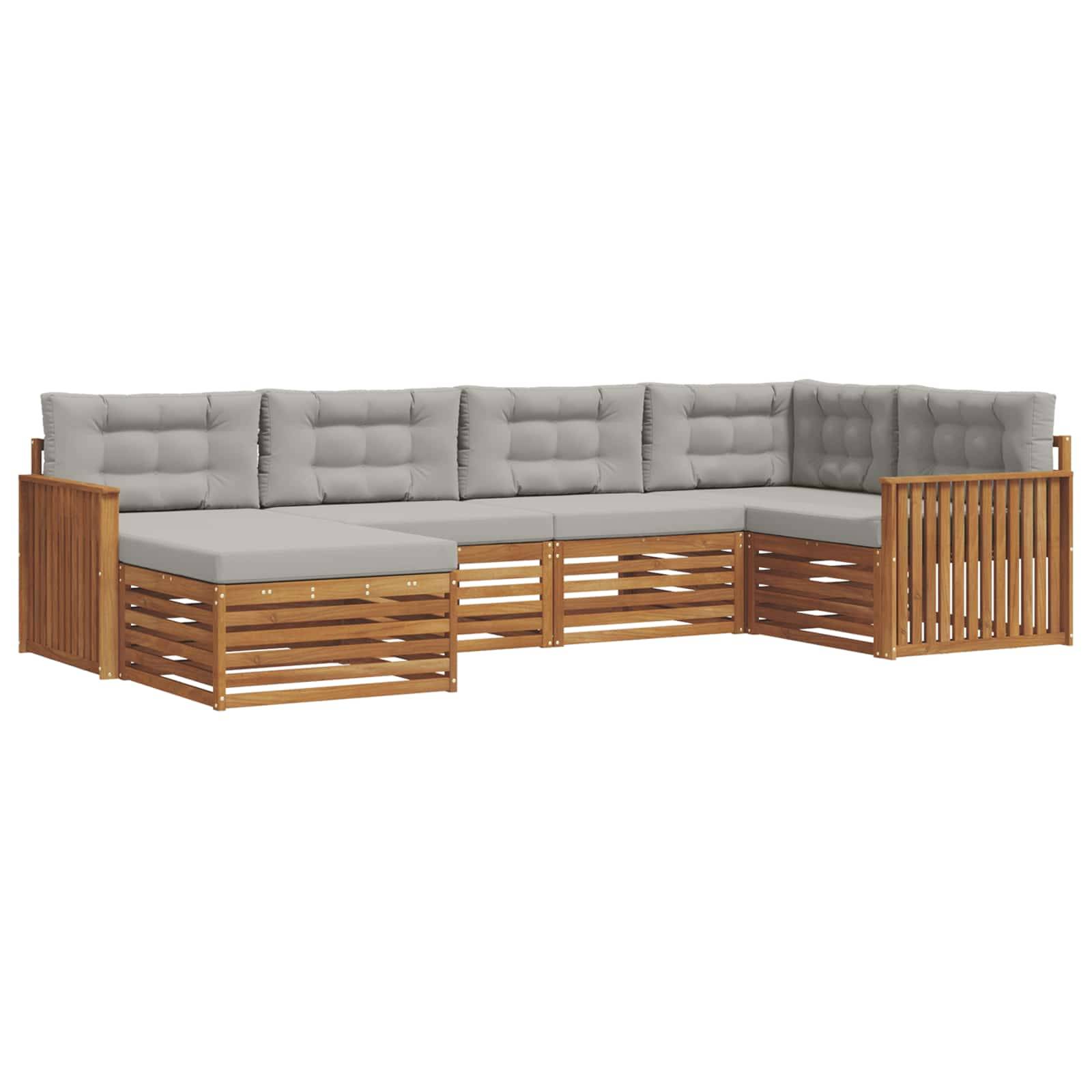 vidaXL Outdoor-Sofagarnitur mit Kissen 6 pcs Natürlich und Hellgrau