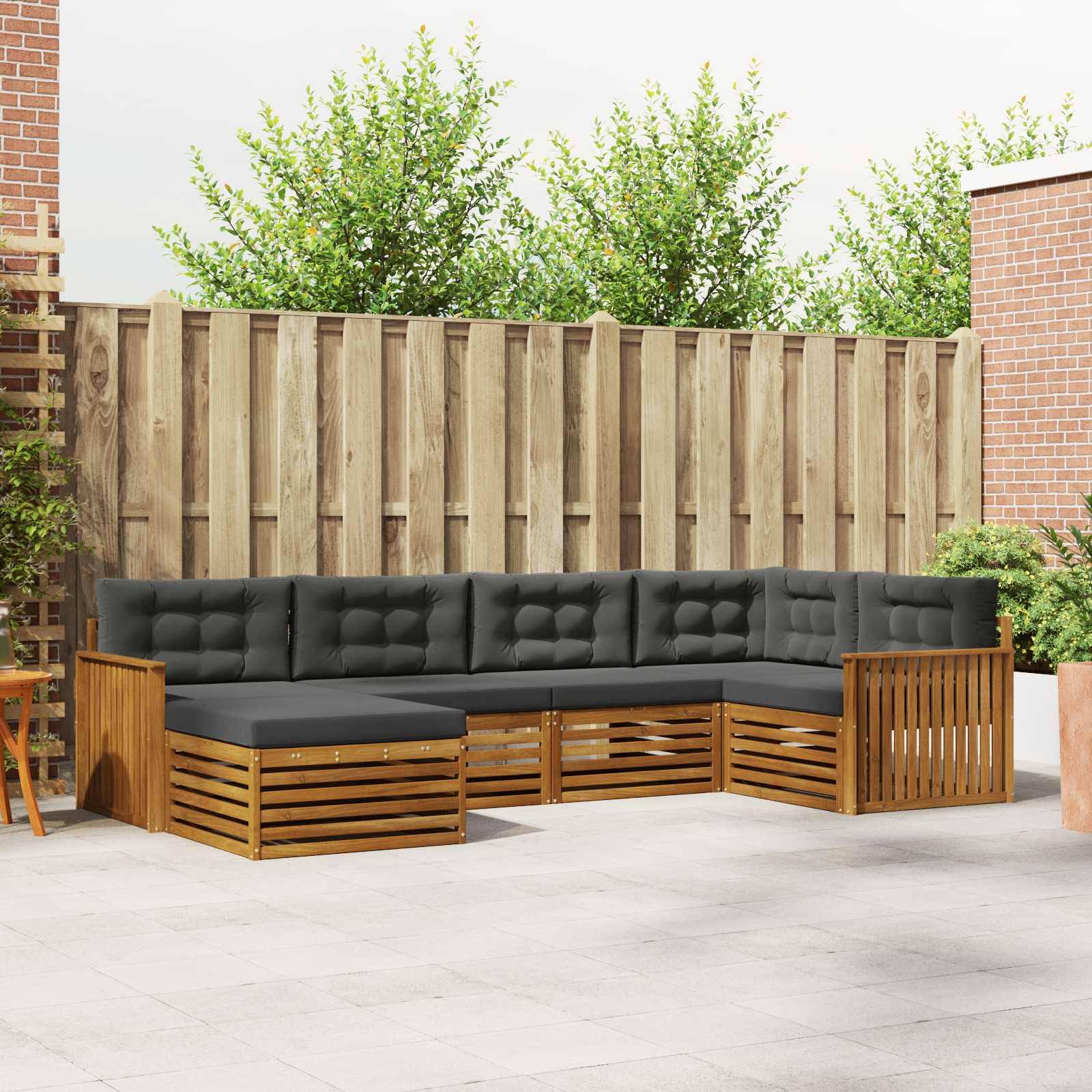 vidaXL Outdoor-Sofagarnitur mit Kissen 6 pcs Natur und Anthrazit