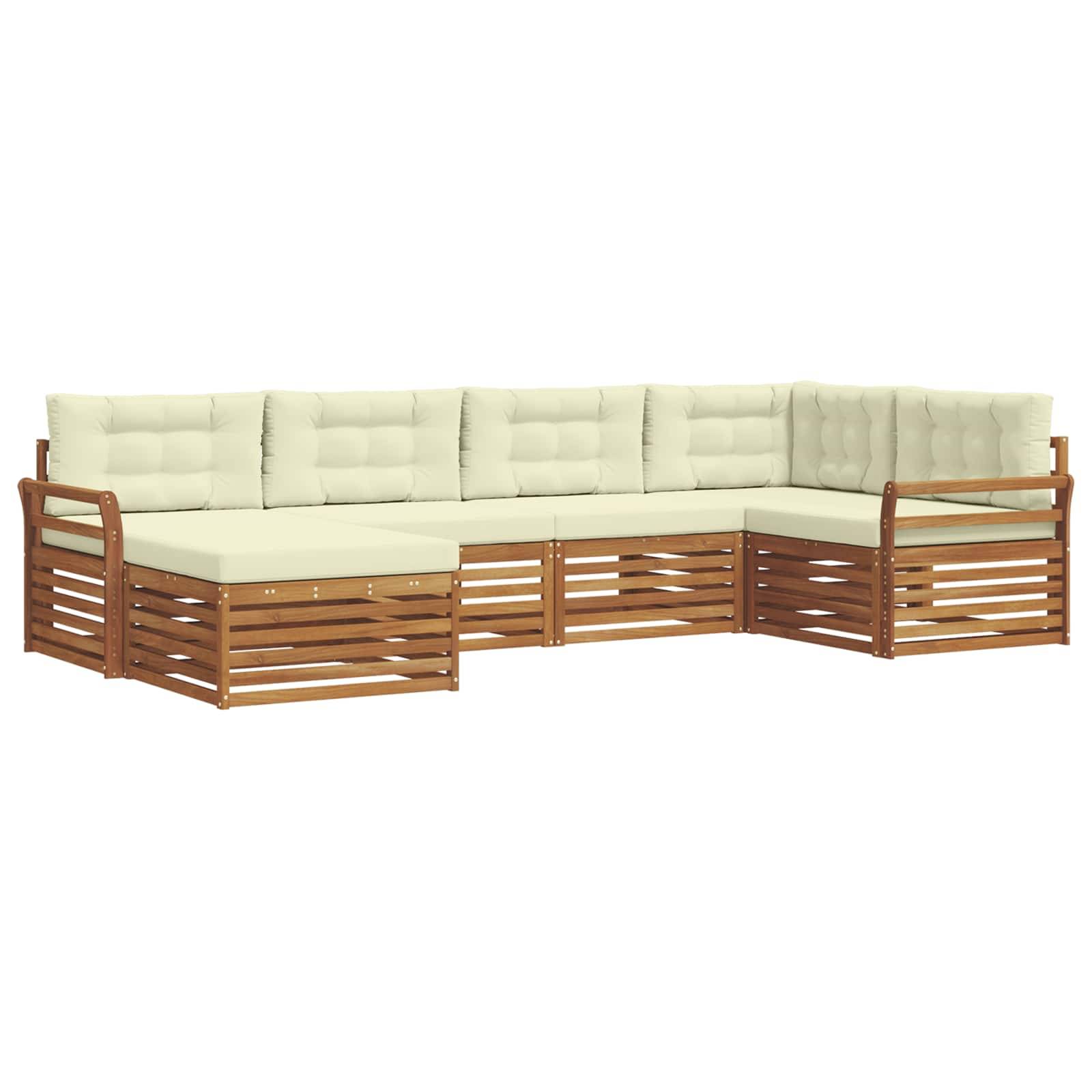 vidaXL Outdoor-Sofagarnitur mit Kissen 6 pcs Natur und Creme
