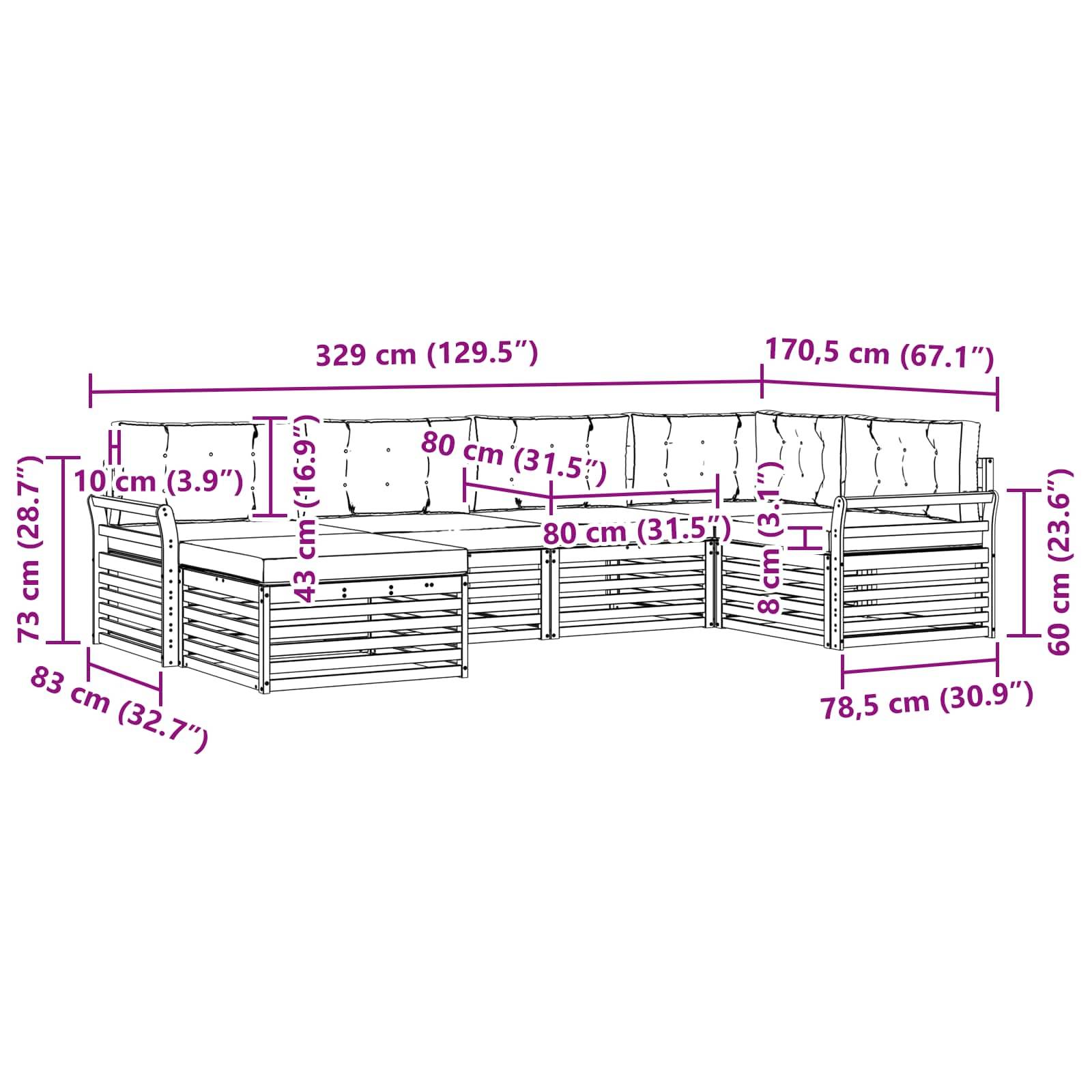 vidaXL Outdoor-Sofagarnitur 6 pcs Weiß und Hellgrau